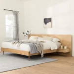 Nera King Low Profile Bed with Nightstands Set - Oak