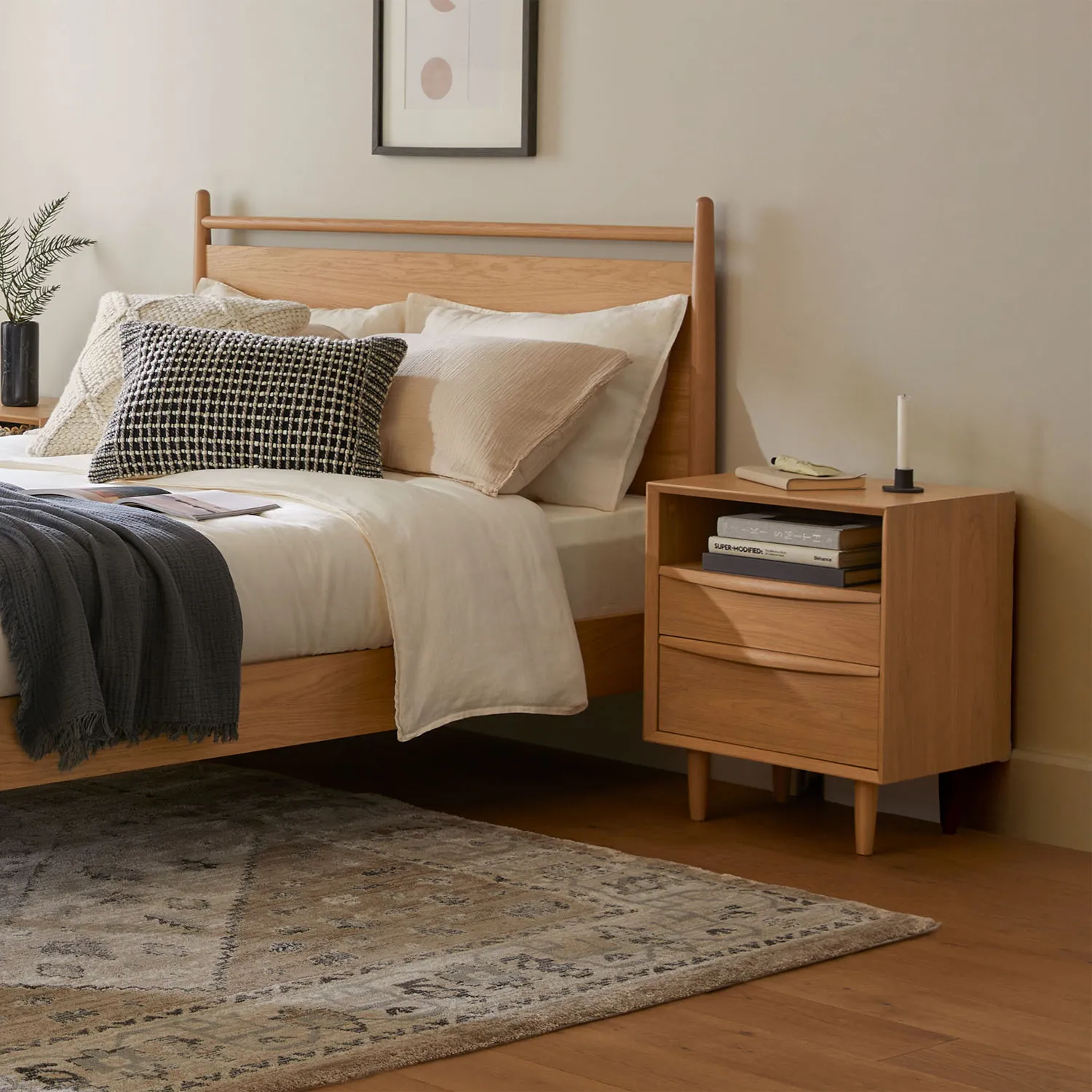 Lenia 2-Drawer Nightstand - White Oak - Image 3