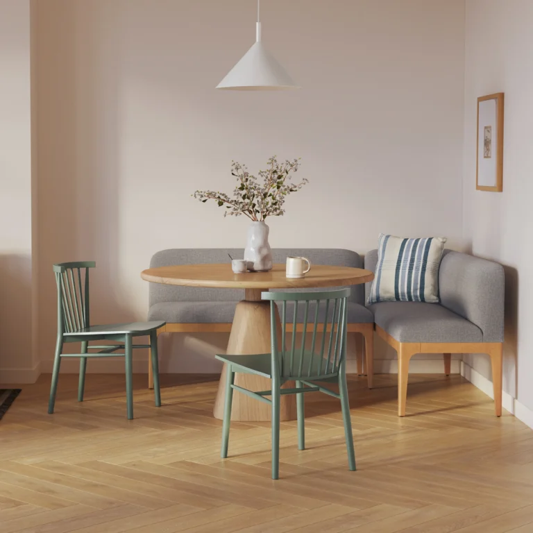 Left Corner Banquette - Natural Oak and Hestia Gray