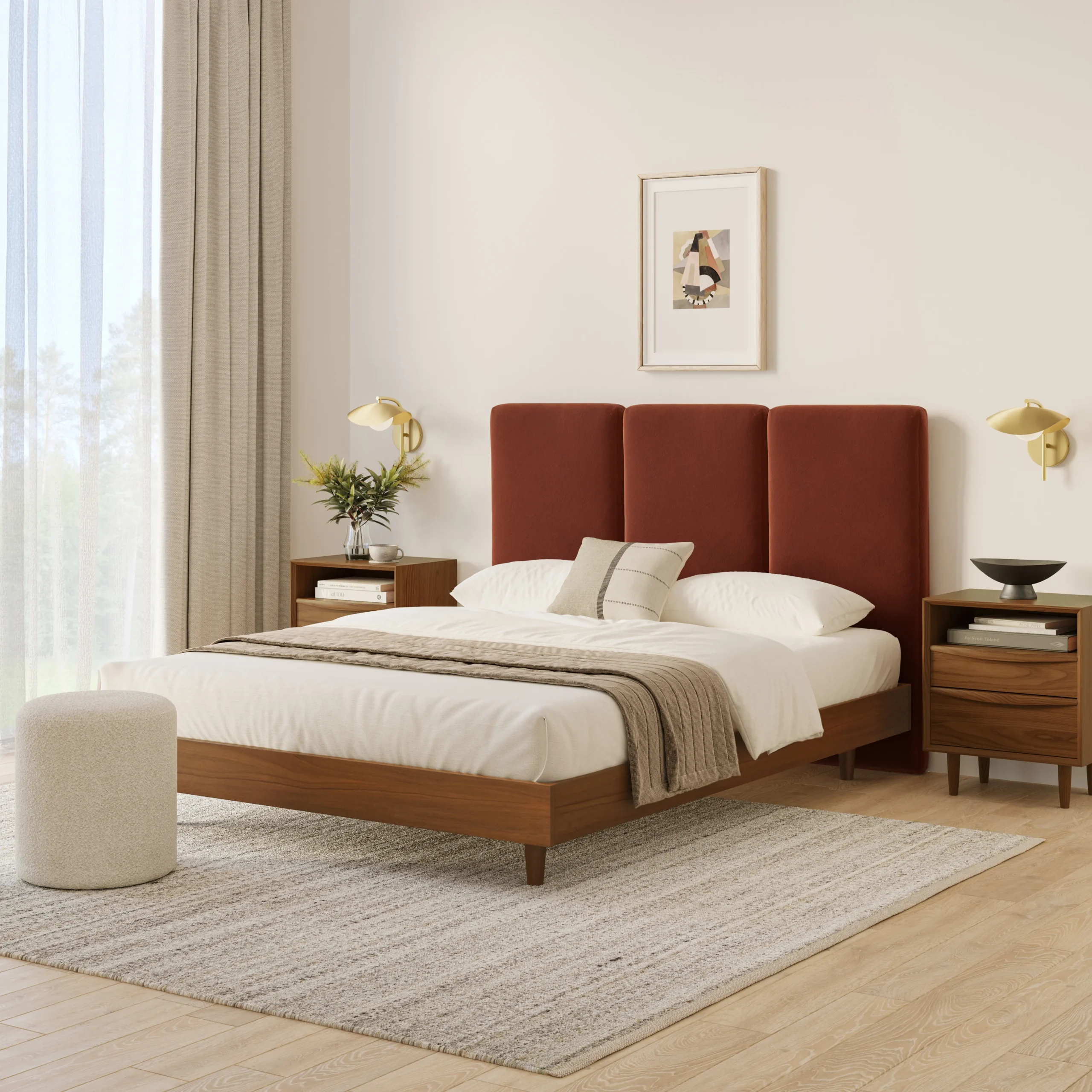 Noel Queen Velvet Headboard - Hale Rust - Image 3