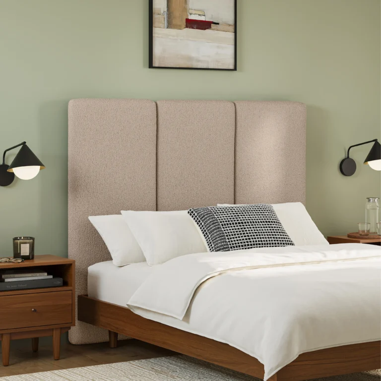 Noel Queen Tall Headboard - Sandstone Wool Bouclé