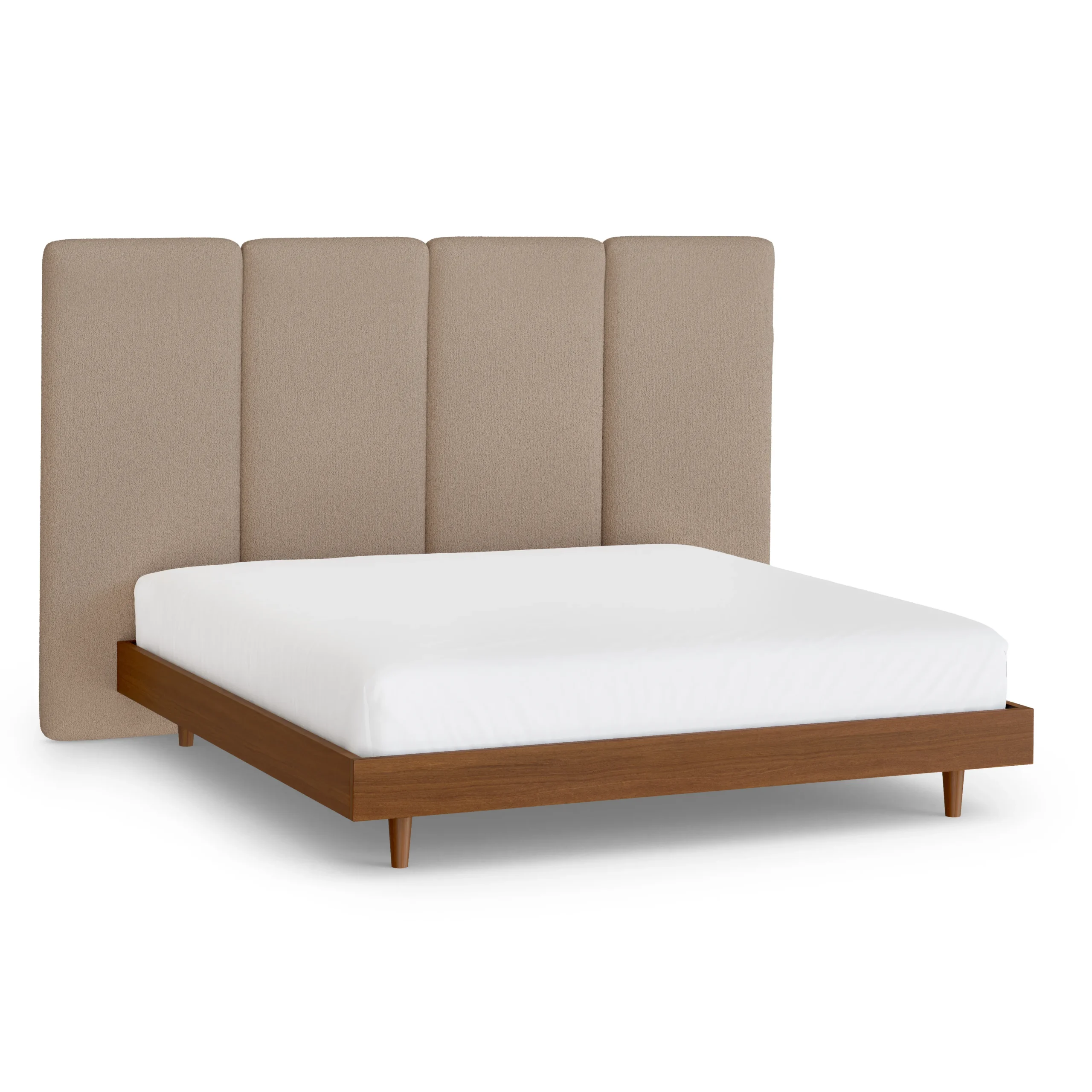 Noel King Tall Headboard - Sandstone Wool Bouclé - Image 3