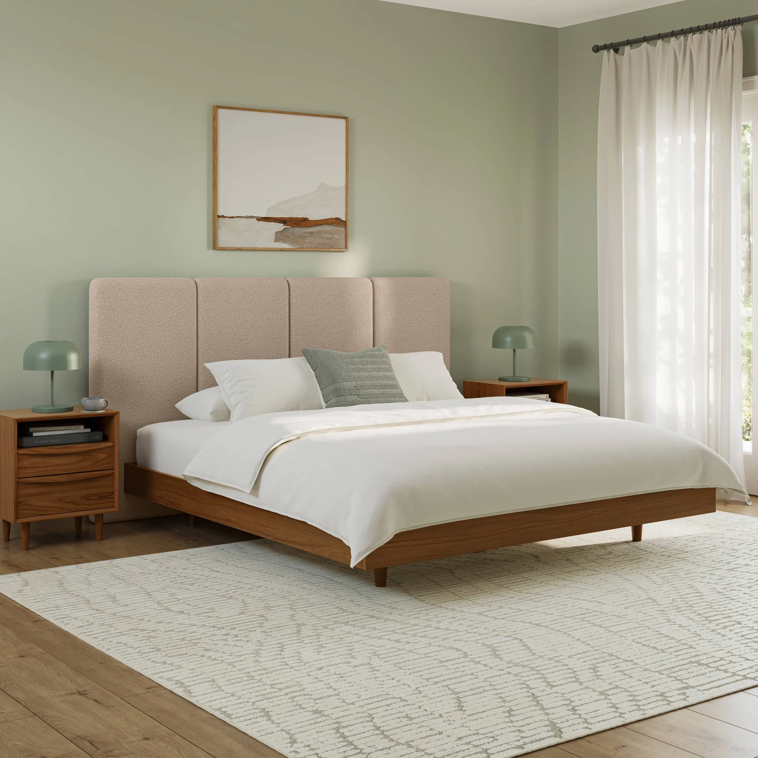 Noel King Headboard - Sandstone Wool Bouclé - Image 4