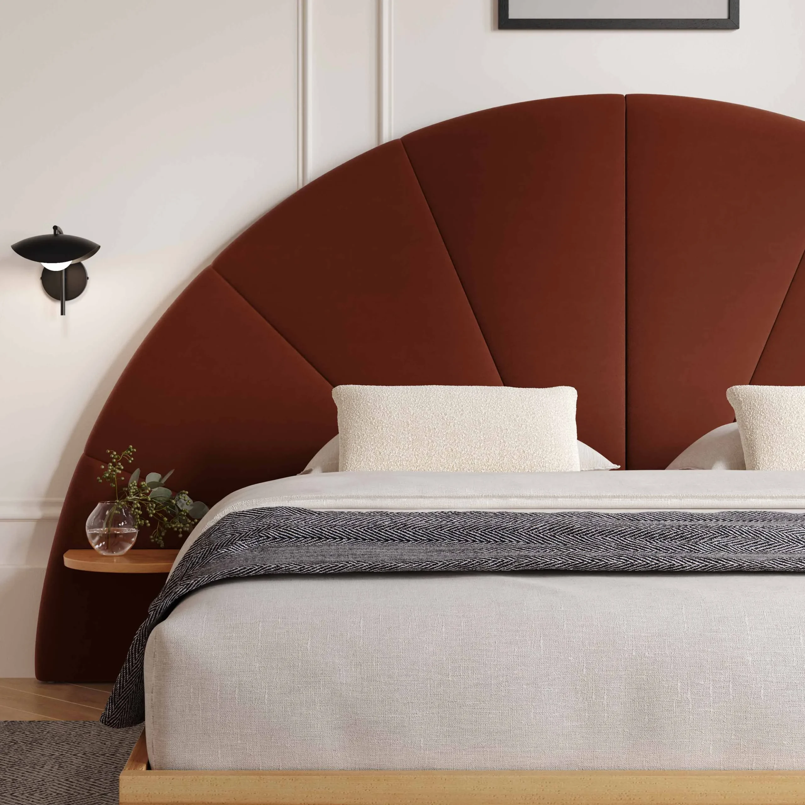 Almelo Queen Velvet Headboard - Hale Rust - Image 3