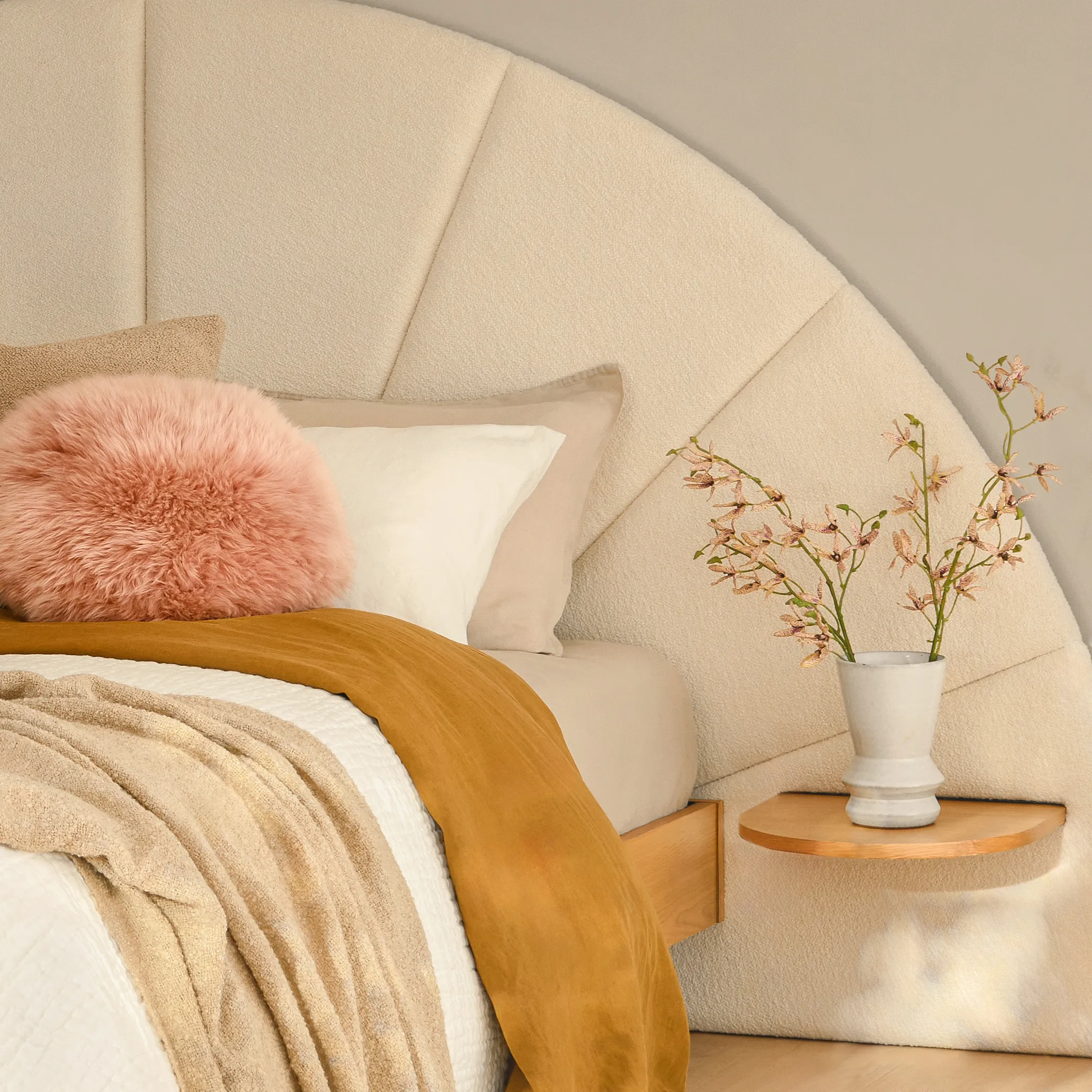 Almelo Queen Headboard - Ivory Wool Bouclé