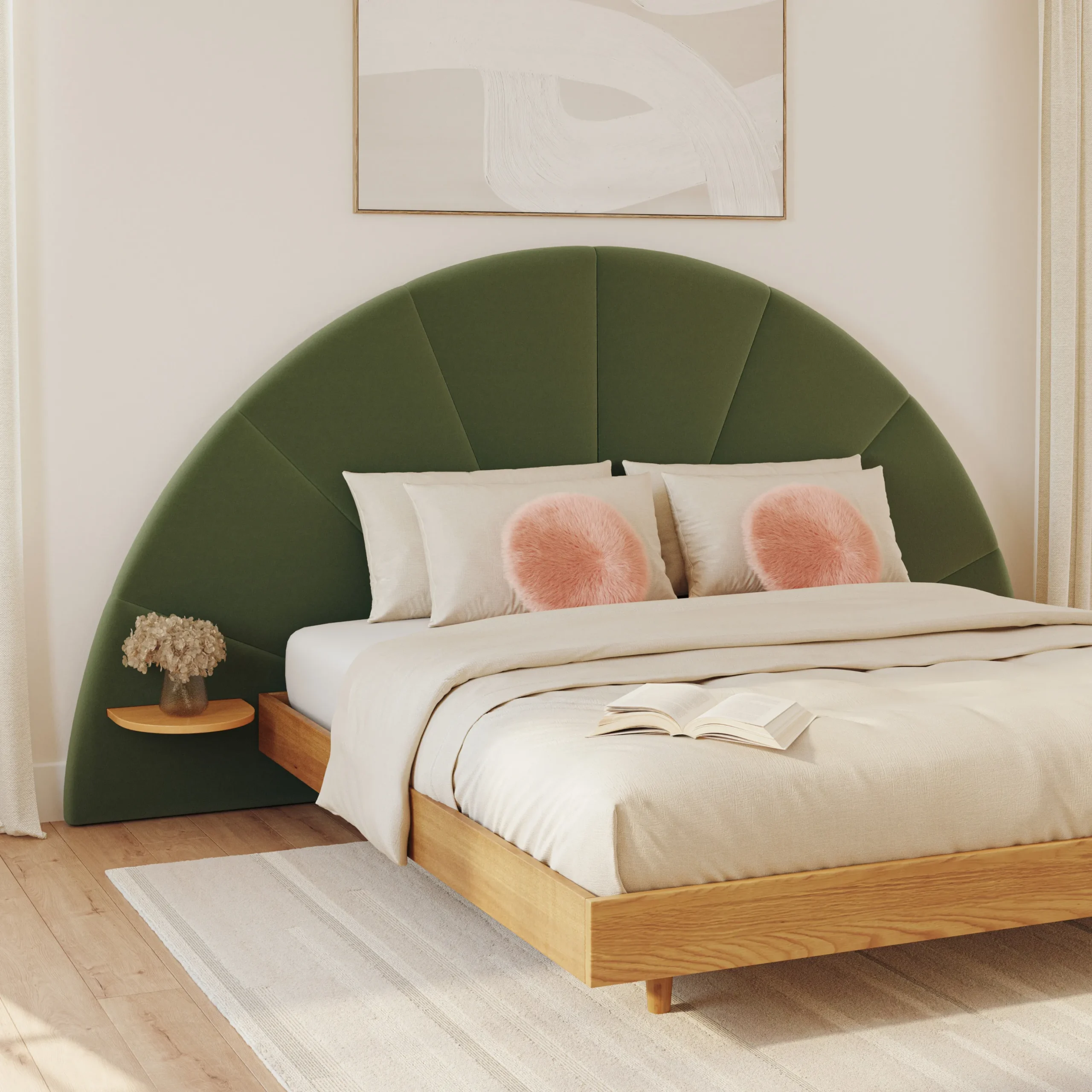 Almelo King Velvet Headboard - Hale Serrano Green - Image 3