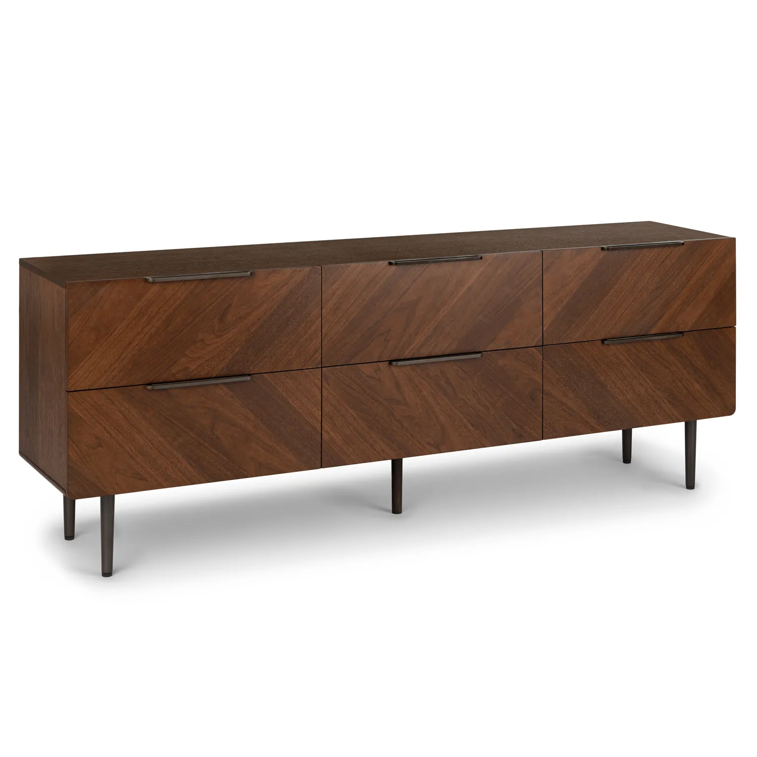 Nera 6-Drawer Low Triple Dresser - Walnut - Image 3