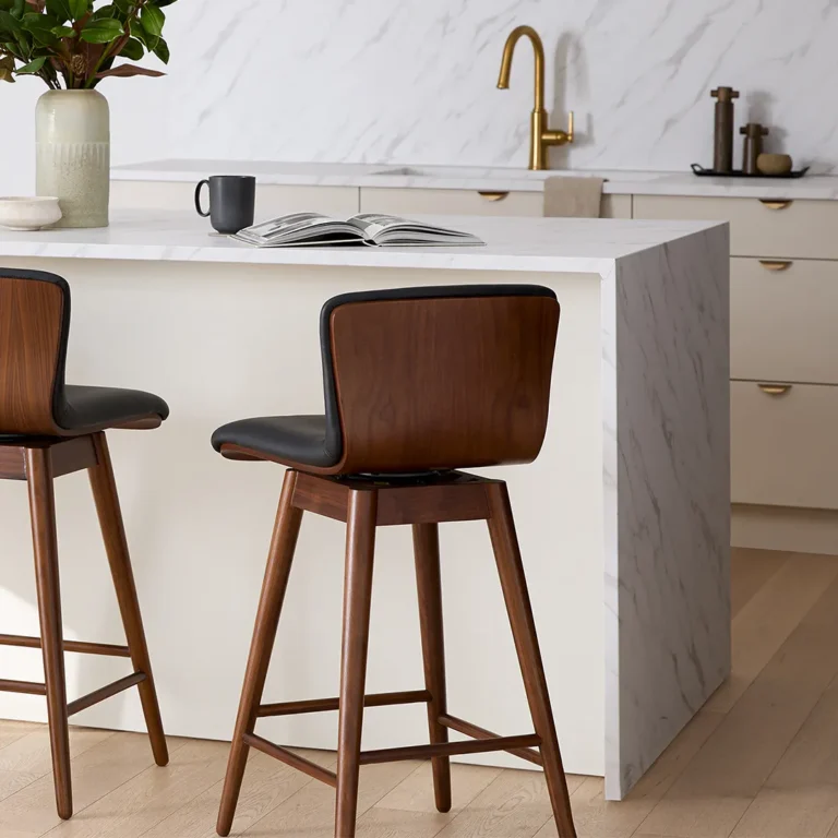 Sede Leather Swivel Counter Stool - Walnut and Black