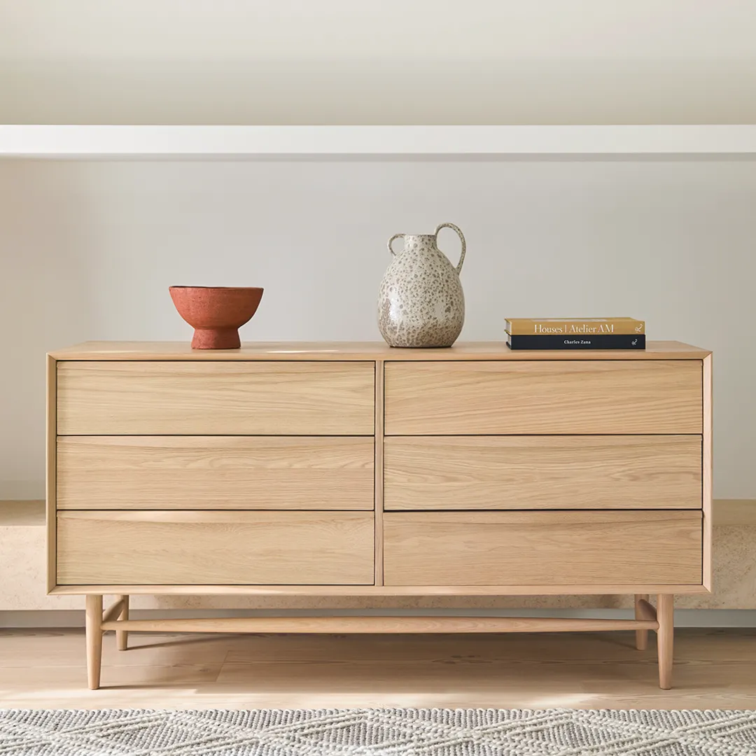 Lenia 6-Drawer Double Dresser - White Oak - Image 4