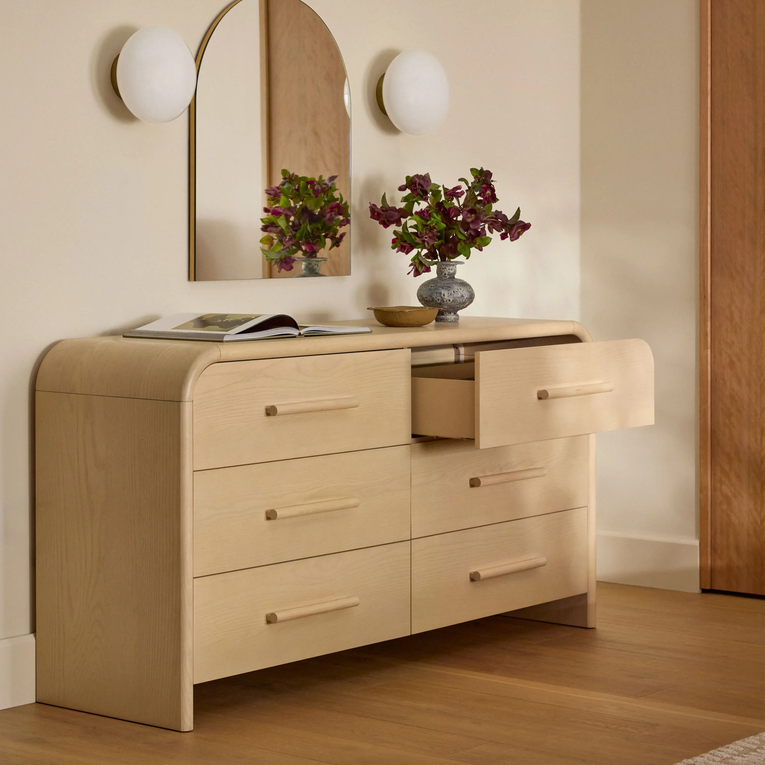 Faydra 6-Drawer Double Dresser - Natural Ash