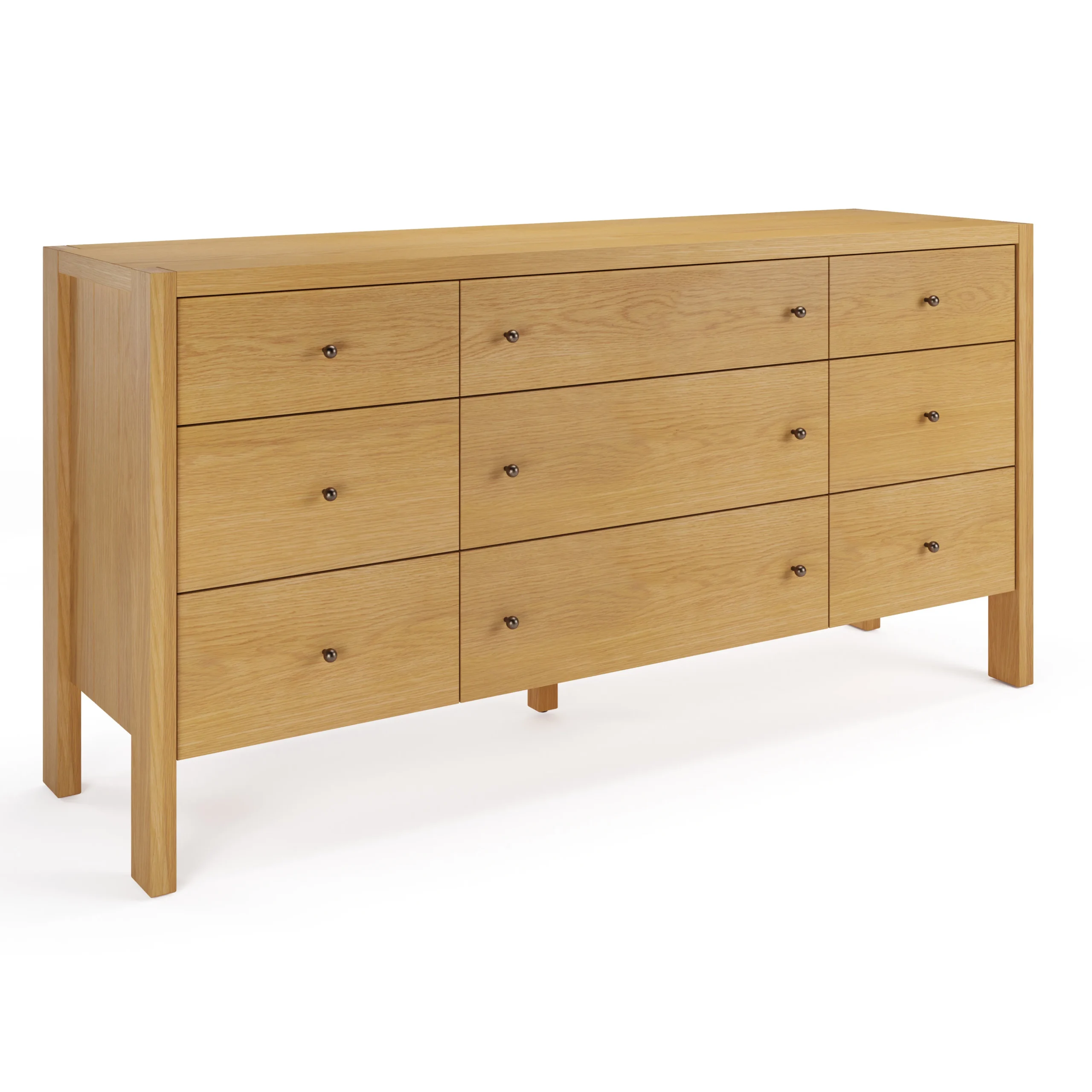 Cassie 9-Drawer Triple Dresser - Natural Oak - Image 3