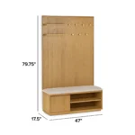 Kouva 47_ Bench and Wall Panel Storage Set - Natural Oak and Santolina Gray