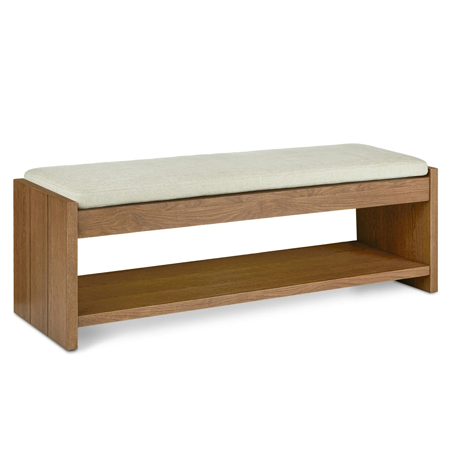 Cassie 56_ Bench - Smoked Oak and Taupe Chenille - Image 4