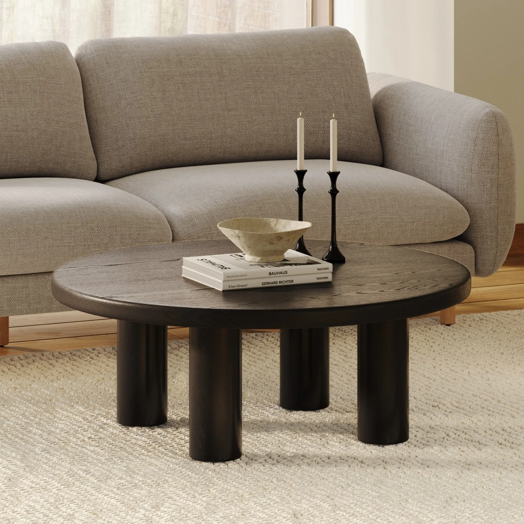 Adel 42_ Round Coffee Table - Black - Image 2