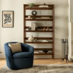 Turoy 32.5_ Swivel Lounge Chair - Catalina Blue Bouclé