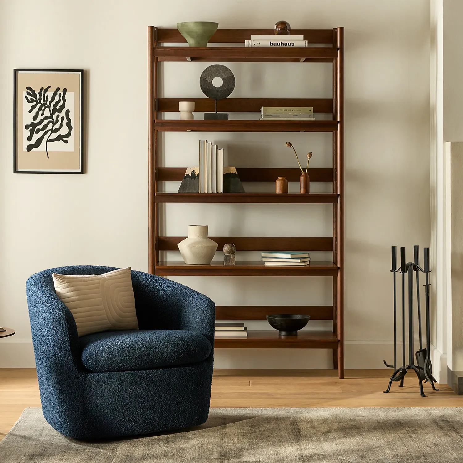 Turoy 32.5_ Swivel Lounge Chair - Catalina Blue Bouclé - Image 12
