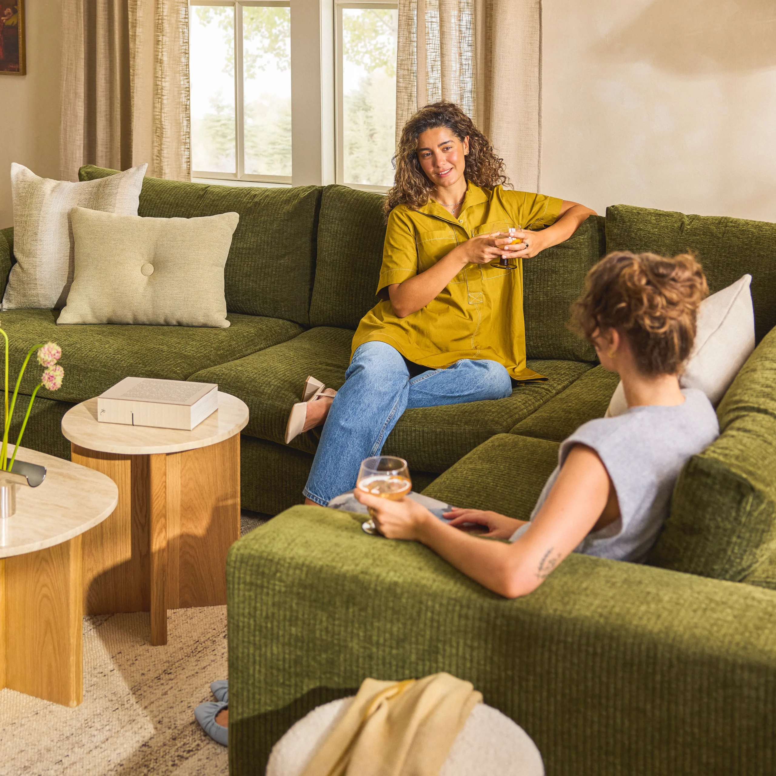 Beta 133.5_ Modular Corner Sectional - Cypress Green - Image 3