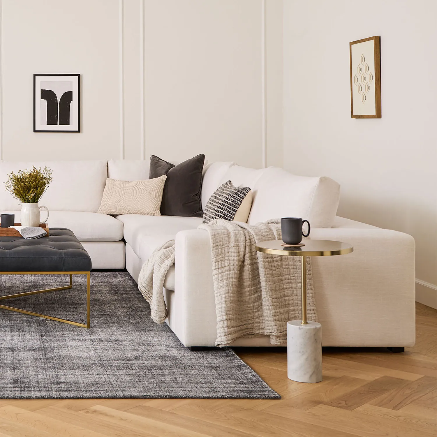 Beta 133.5_ Modular Corner Sectional - Quartz White - Image 3