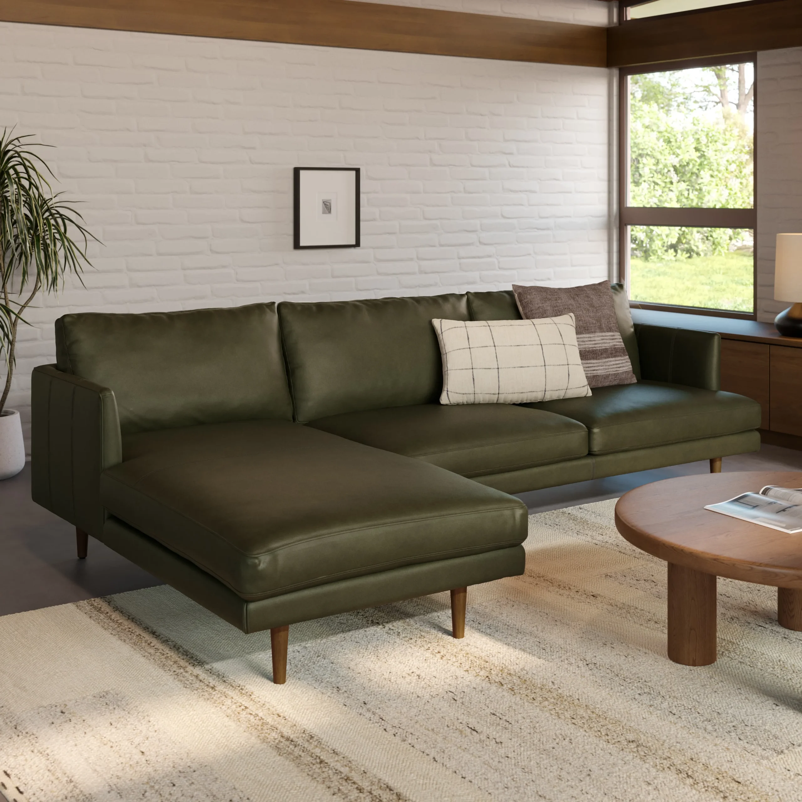 Burrard 112_ Leather Left Sectional - Charme Green - Image 3