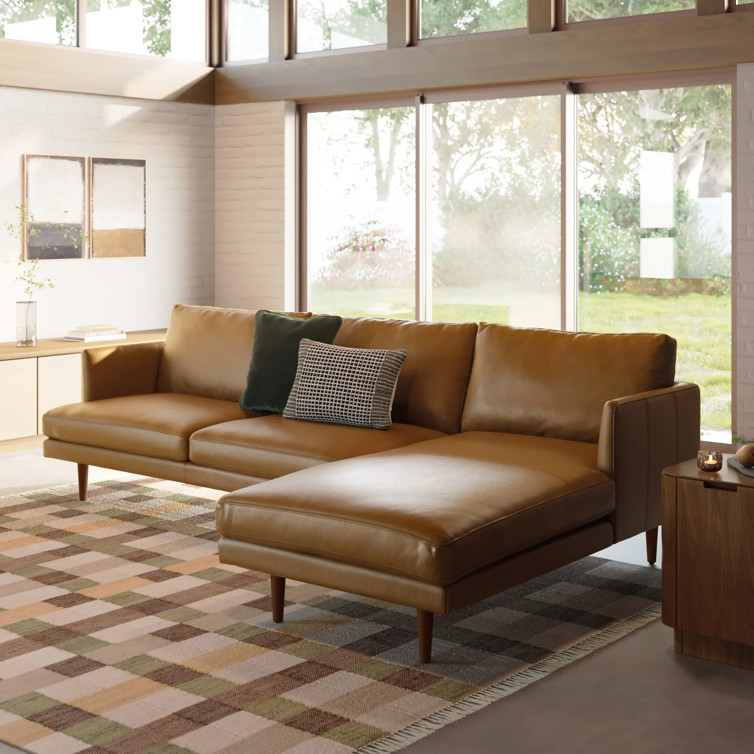 Burrard 112_ Leather Right Sectional - Bella Caramel - Image 3
