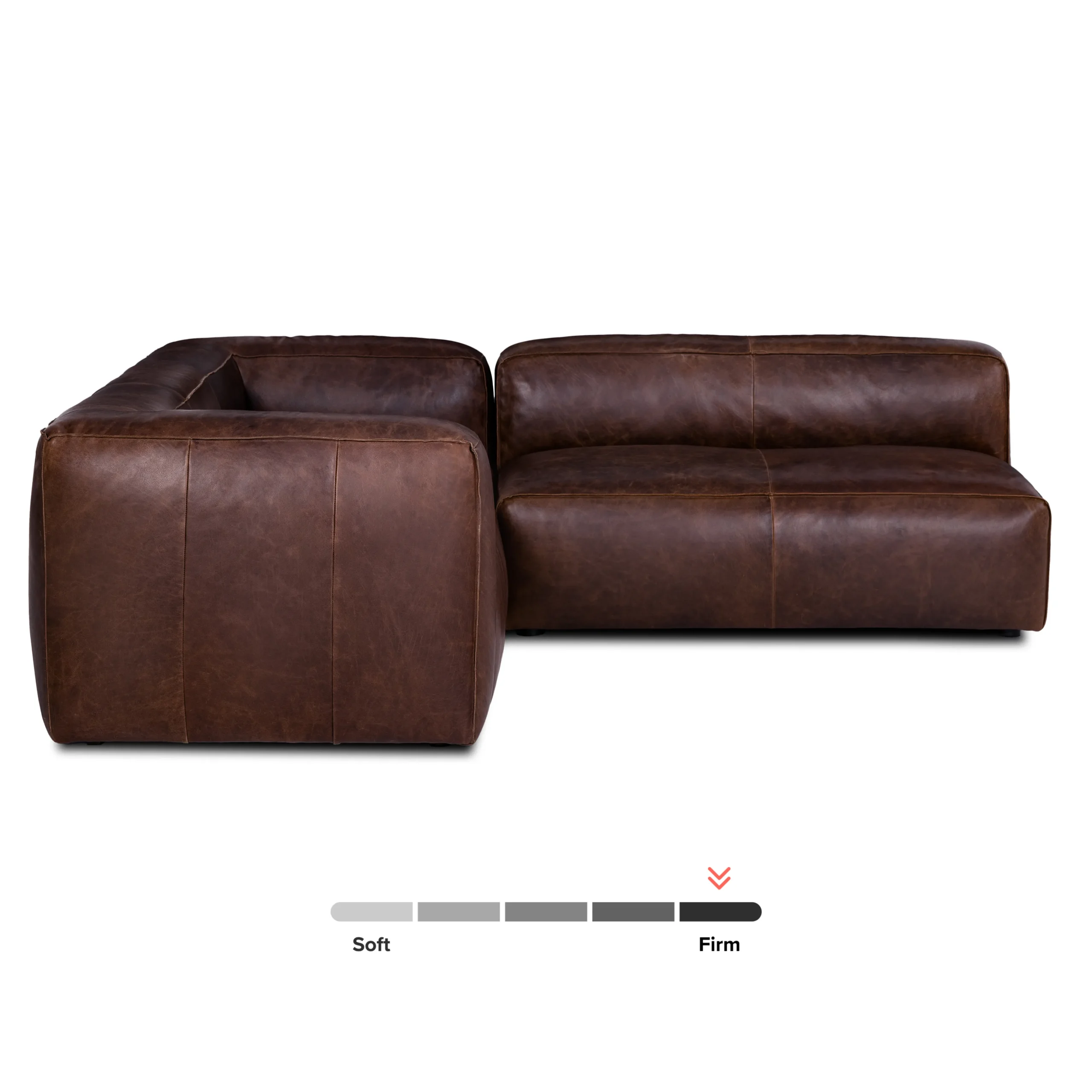 Cigar 94.5_ Leather Reversible Sectional - Indiana Brown - Image 3