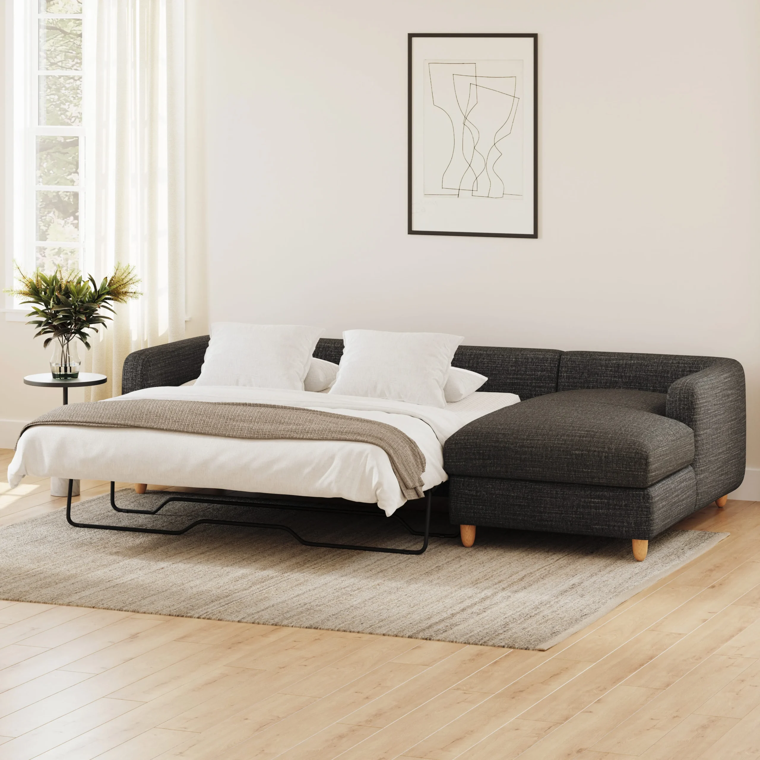 Vati 114_ Right Storage Sleeper Sectional - Natural Oak and Napa Charcoal - Image 3