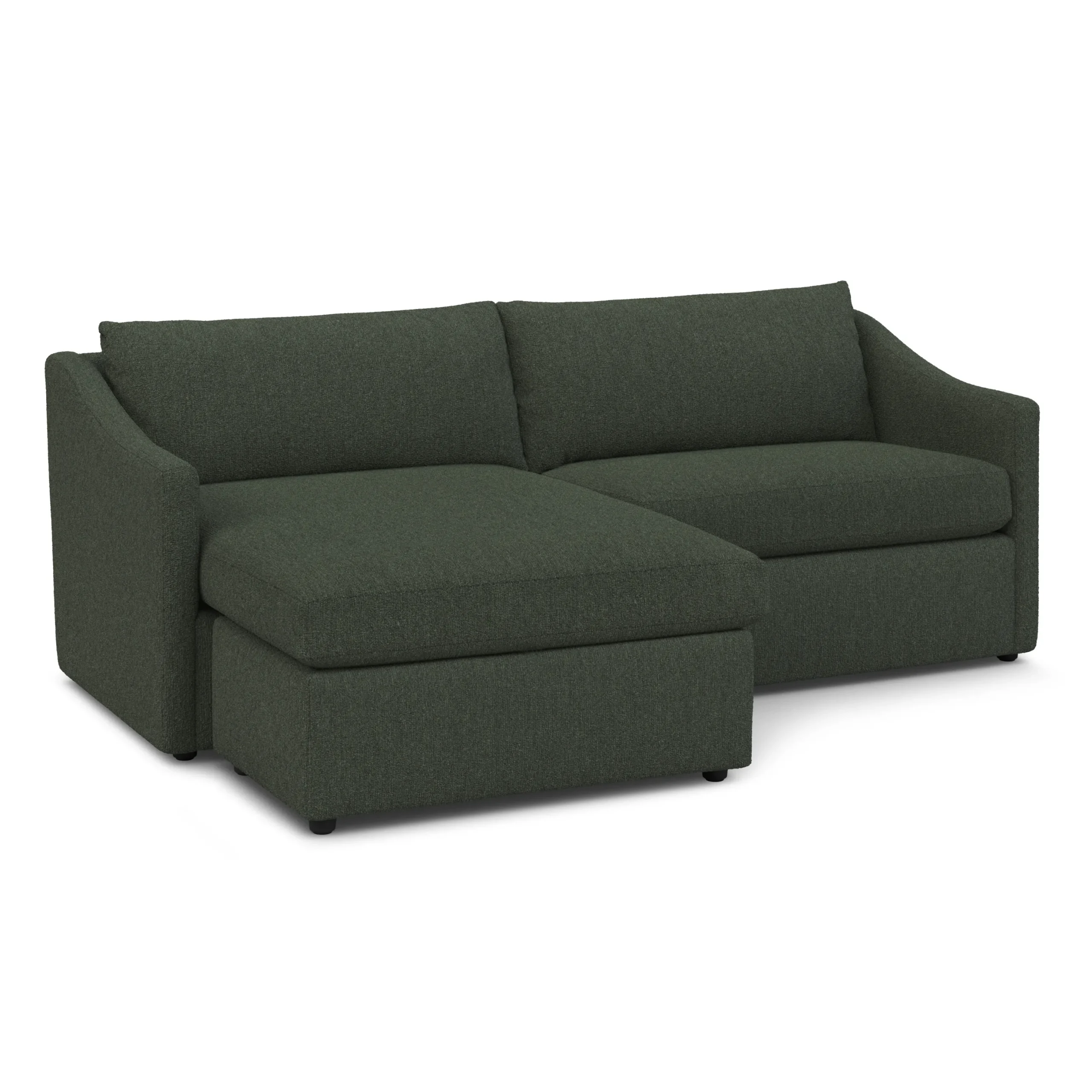 Landry 84.5_ Reversible Storage Sectional - Green Wool Bouclé - Image 3
