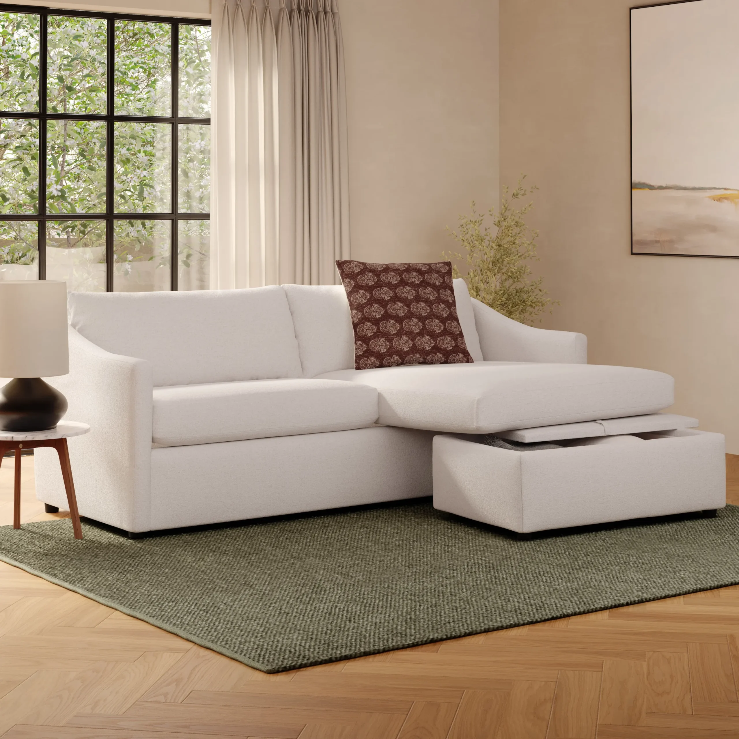 Landry 84.5_ Reversible Storage Sectional - Napa White - Image 3