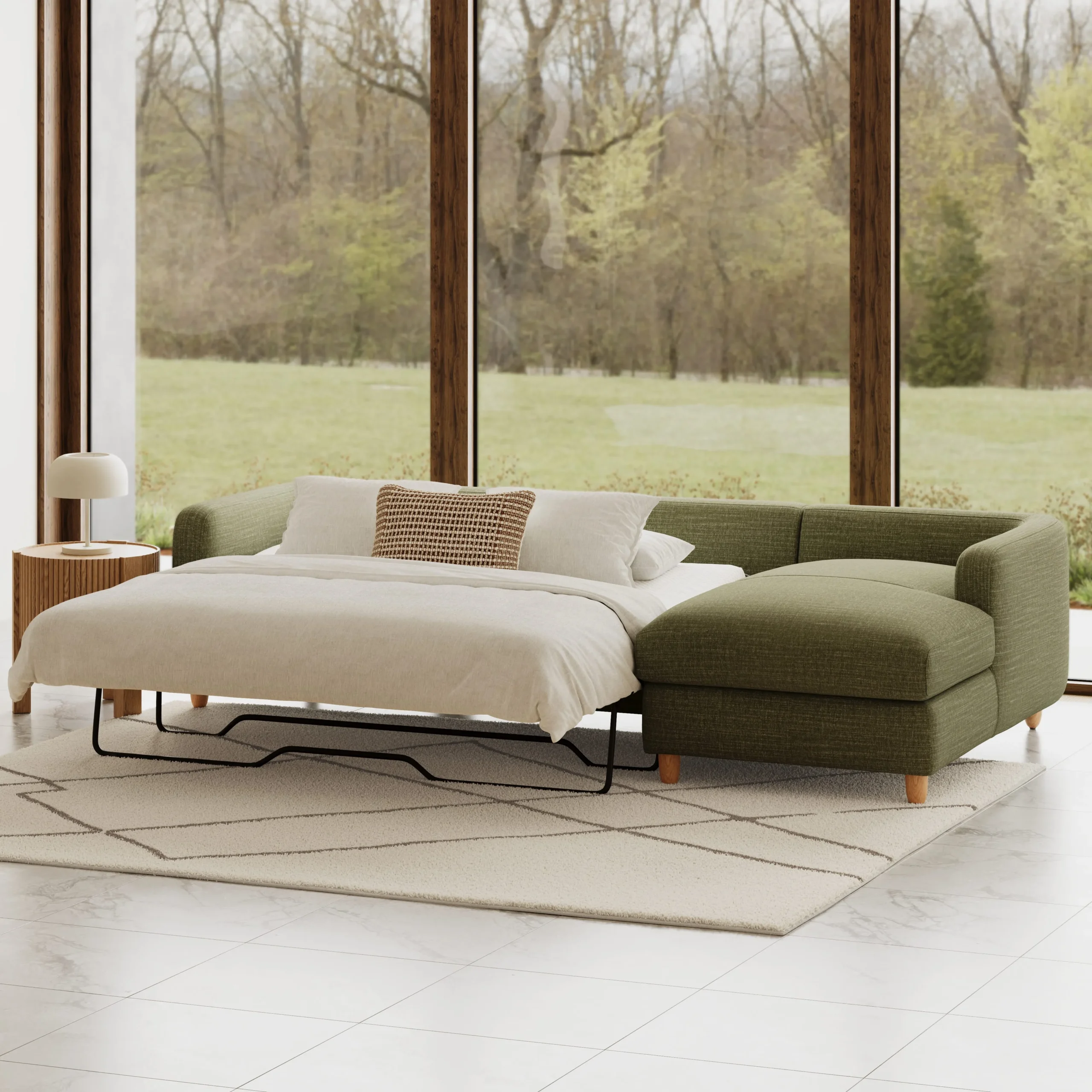 Vati 114_ Right Storage Sleeper Sectional - Natural Oak and Napa Moss - Image 3