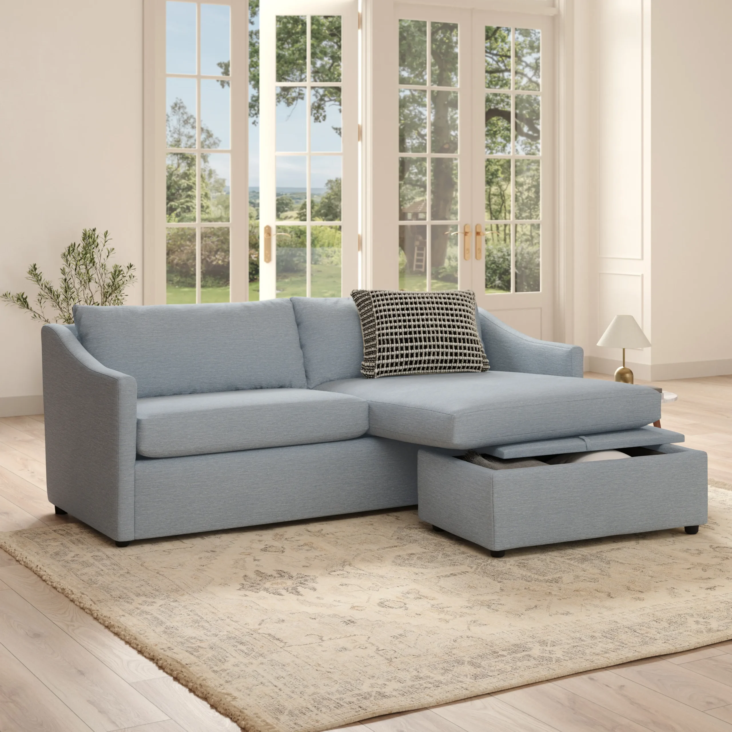 Landry 84.5_ Reversible Storage Sectional - Silver Light Blue - Image 3