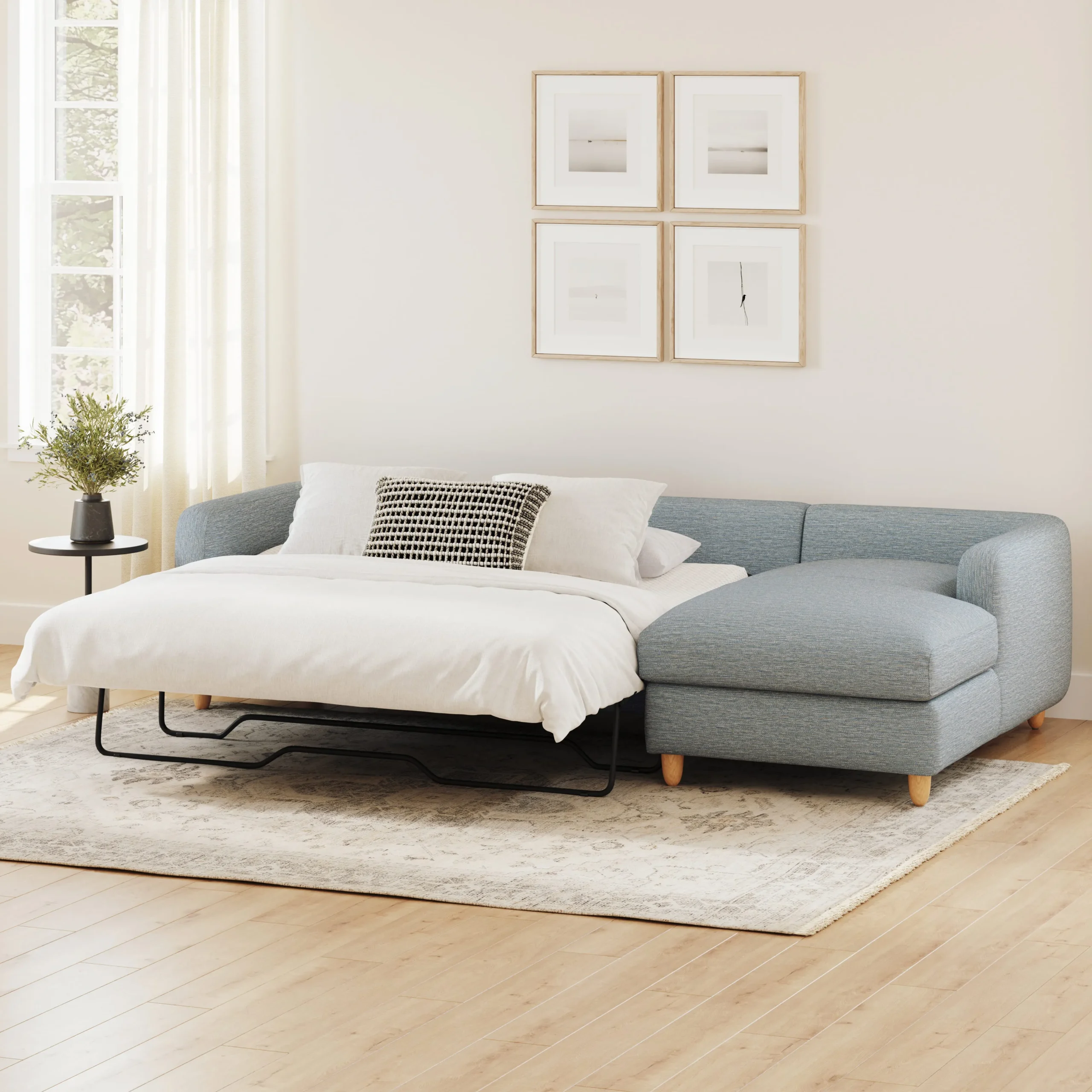 Vati 114_ Right Storage Sleeper Sectional - Natural Oak and Silver Light Blue - Image 3