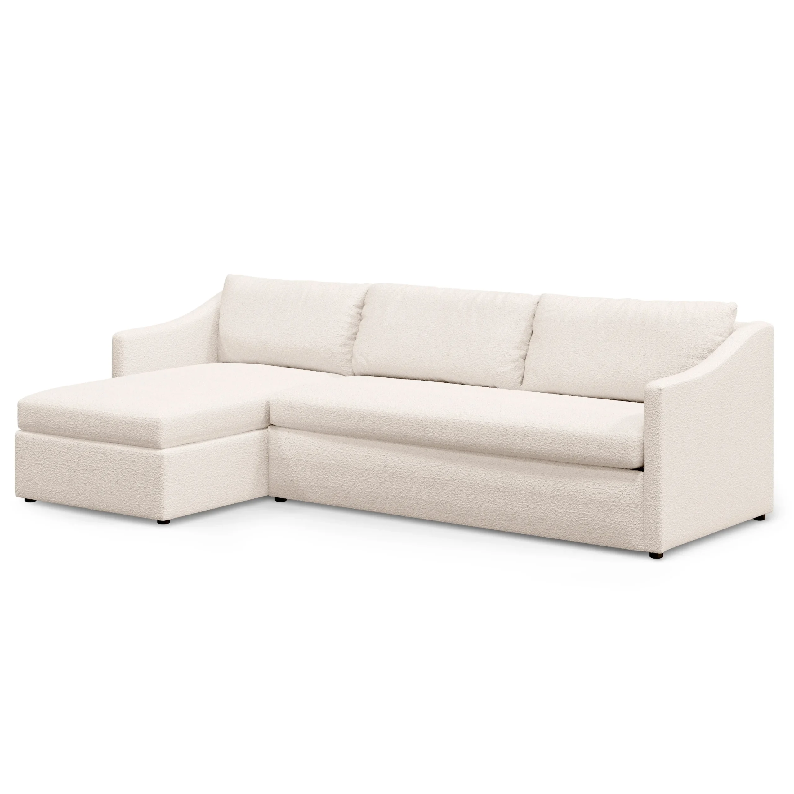 Landry 109_ Left Storage Sleeper Sectional - Ivory Wool Bouclé - Image 3