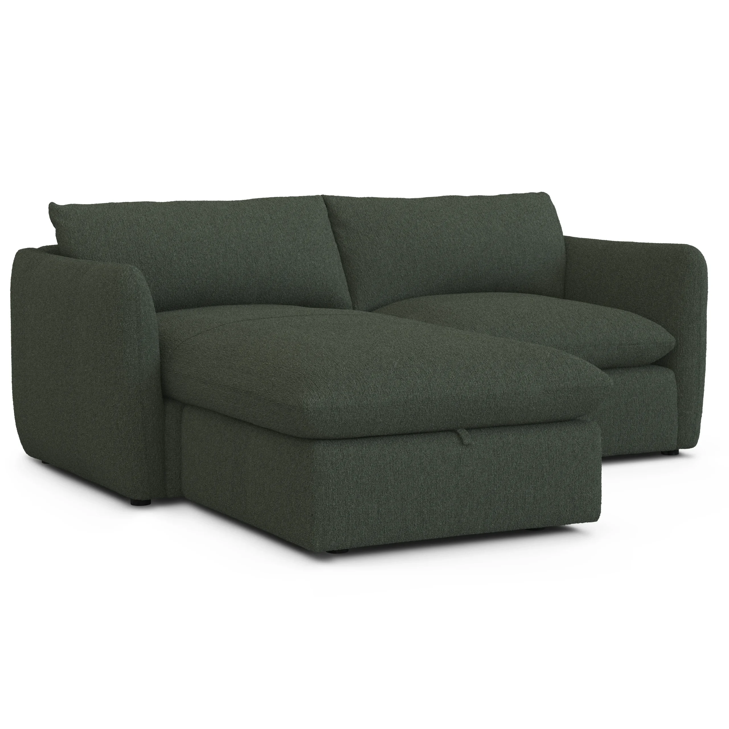 Leigh 86_ Reversible Storage Sectional - Green Wool Bouclé - Image 3