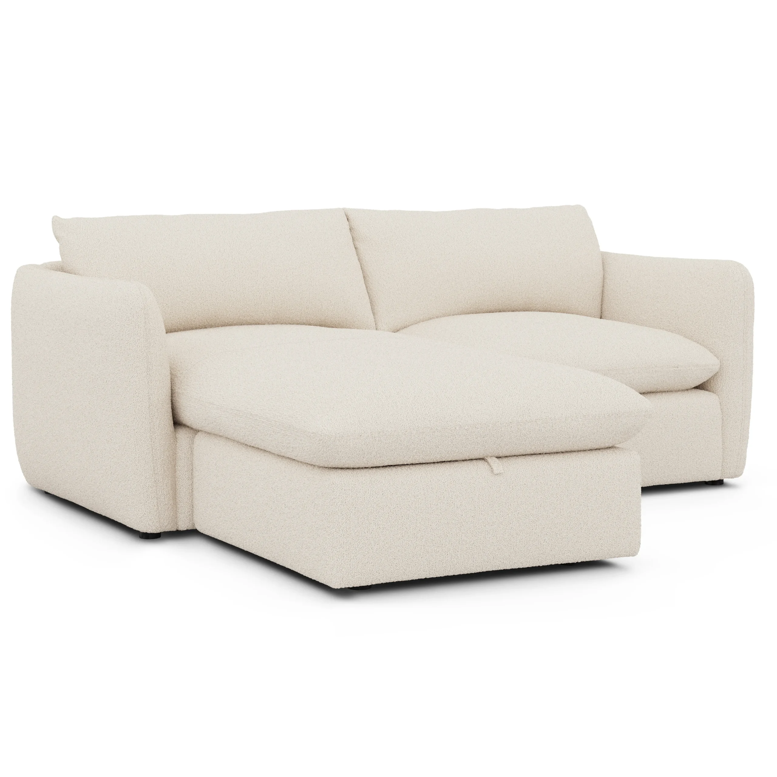 Leigh 86_ Reversible Storage Sectional - Ivory Wool Bouclé - Image 3