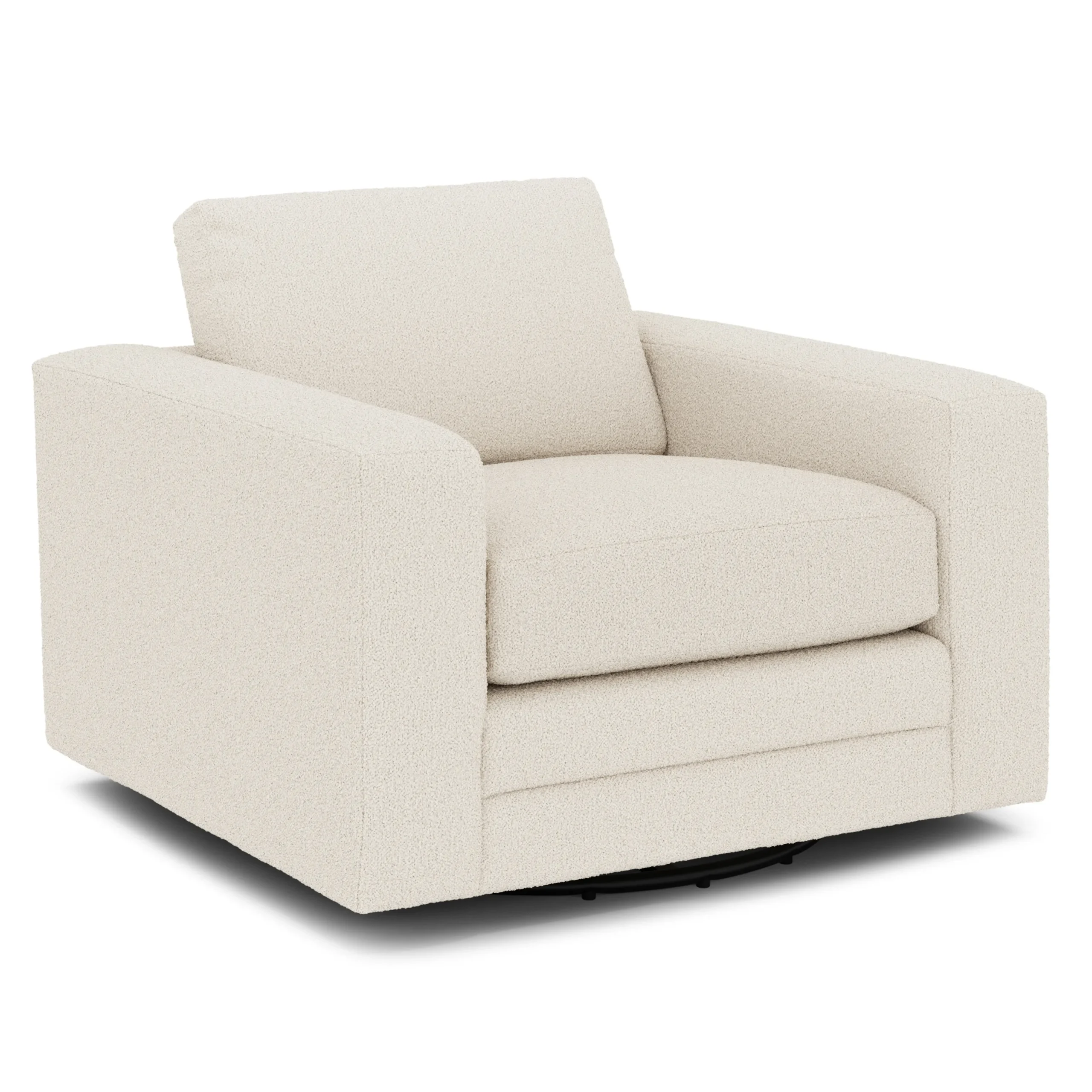 Riley 42_ Grand Swivel Chair - Ivory Wool Bouclé - Image 5