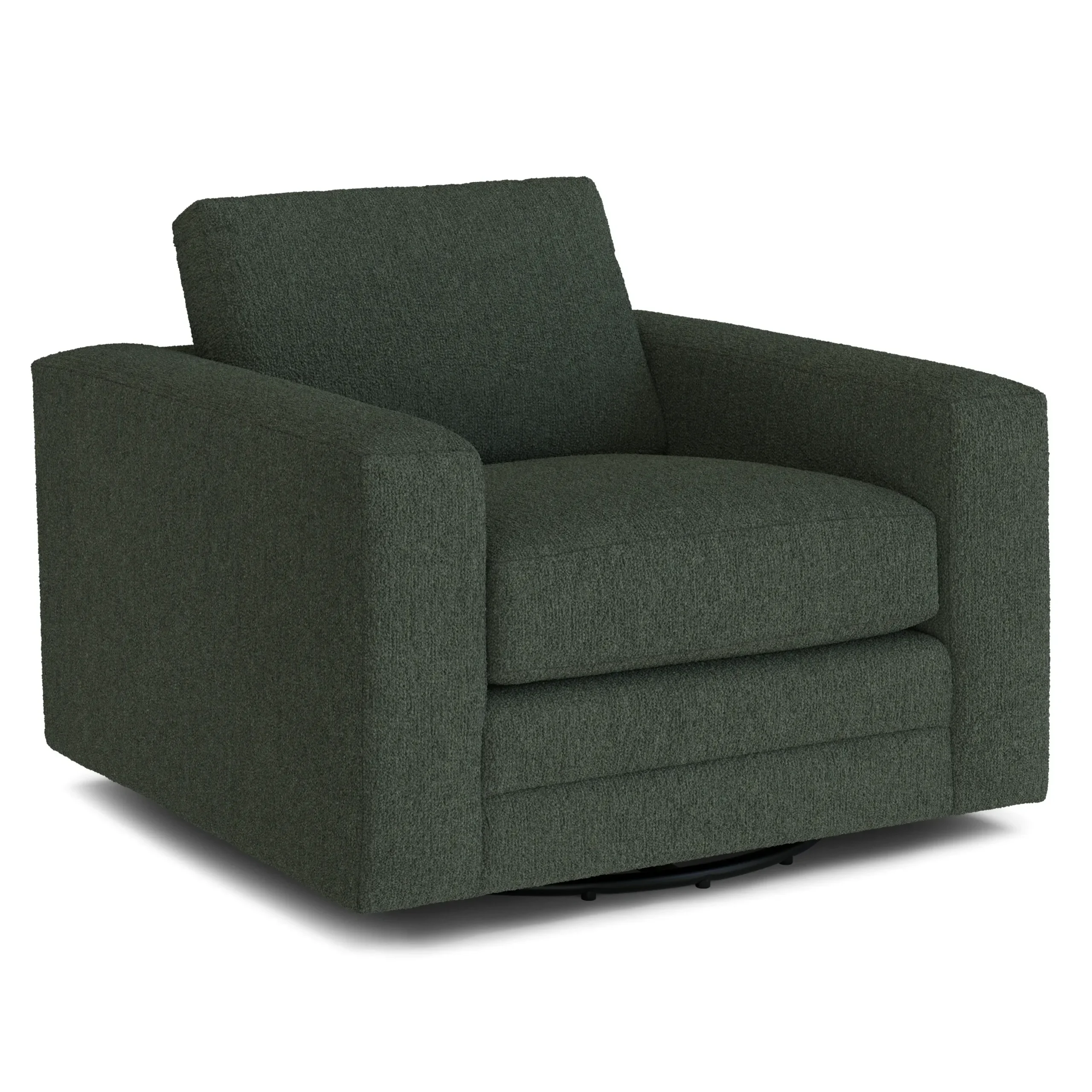 Riley 42_ Grand Swivel Chair - Green Wool Bouclé - Image 5