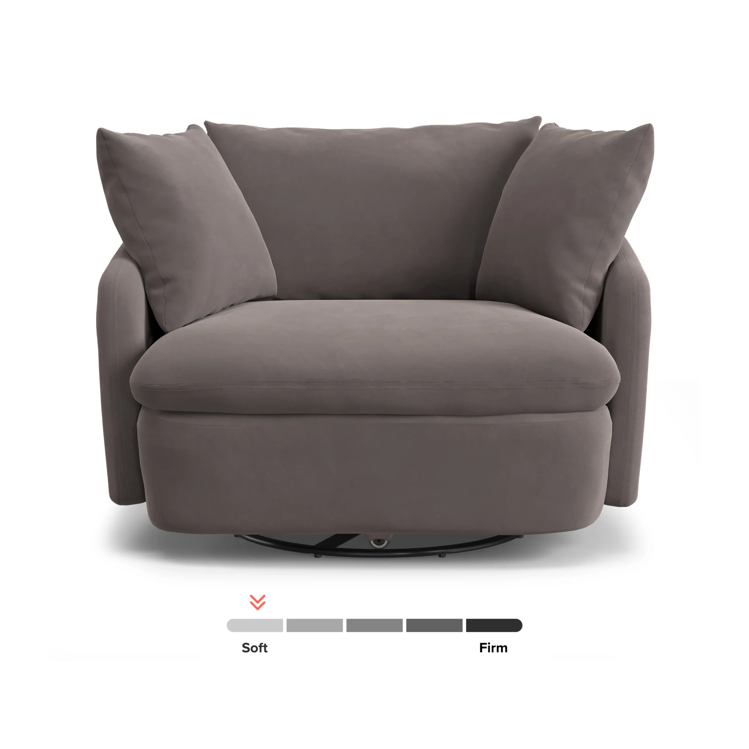 Leigh 47_ Velvet Grand Swivel Lounge Chair - Hale Warm Gray - Image 5