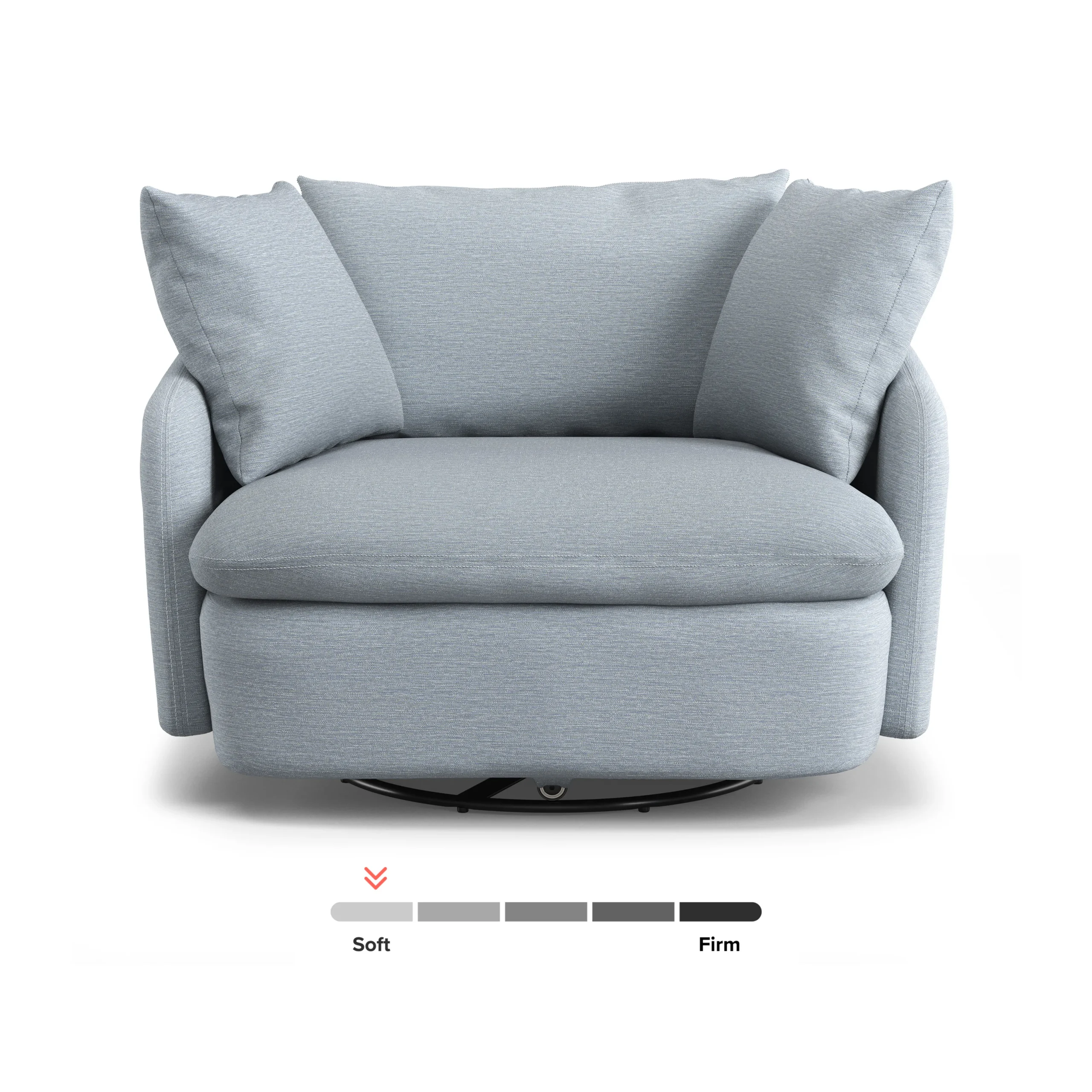 Leigh 47_ Grand Swivel Lounge Chair - Silver Light Blue - Image 5