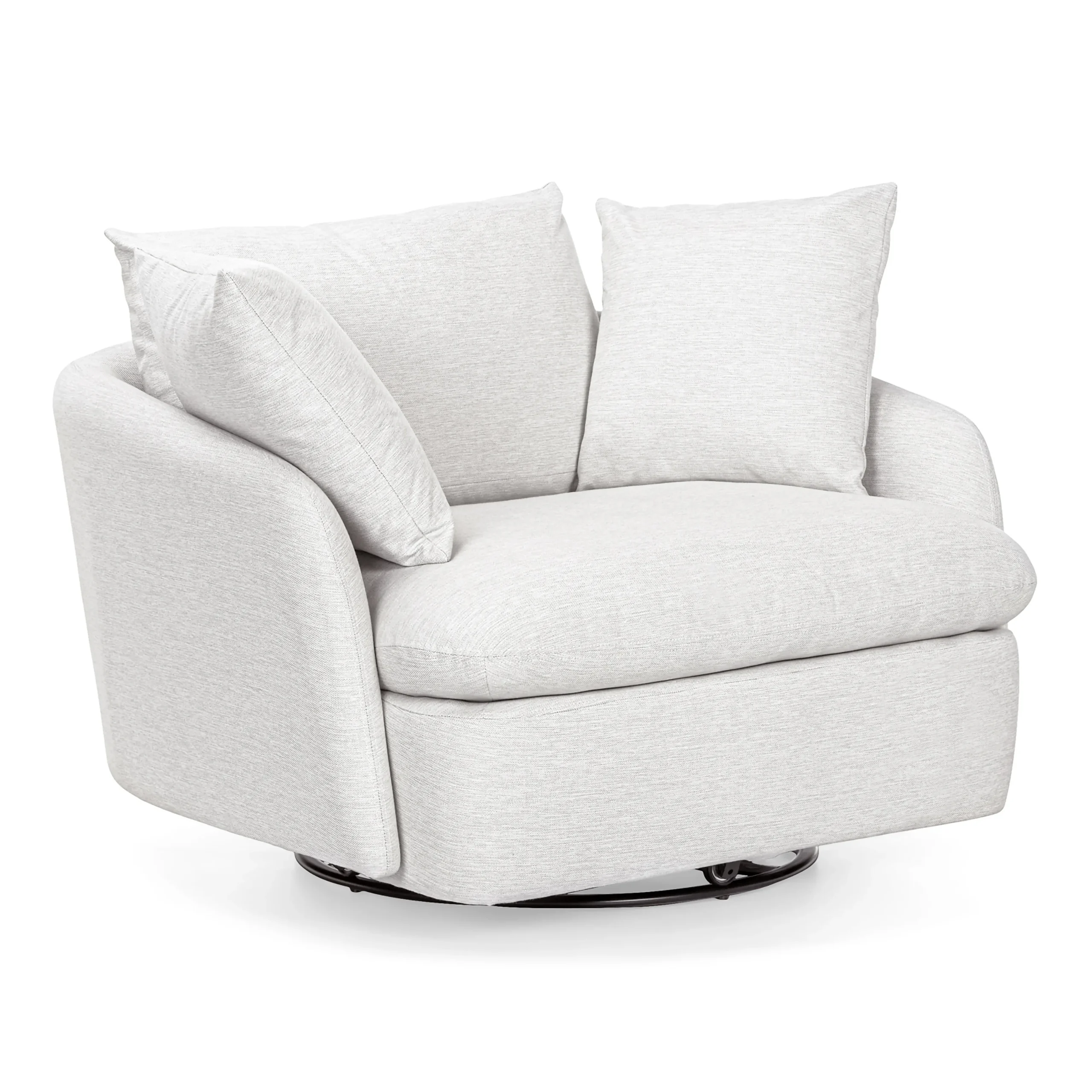 Leigh 47_ Grand Swivel Lounge Chair - Silver Ivory - Image 4