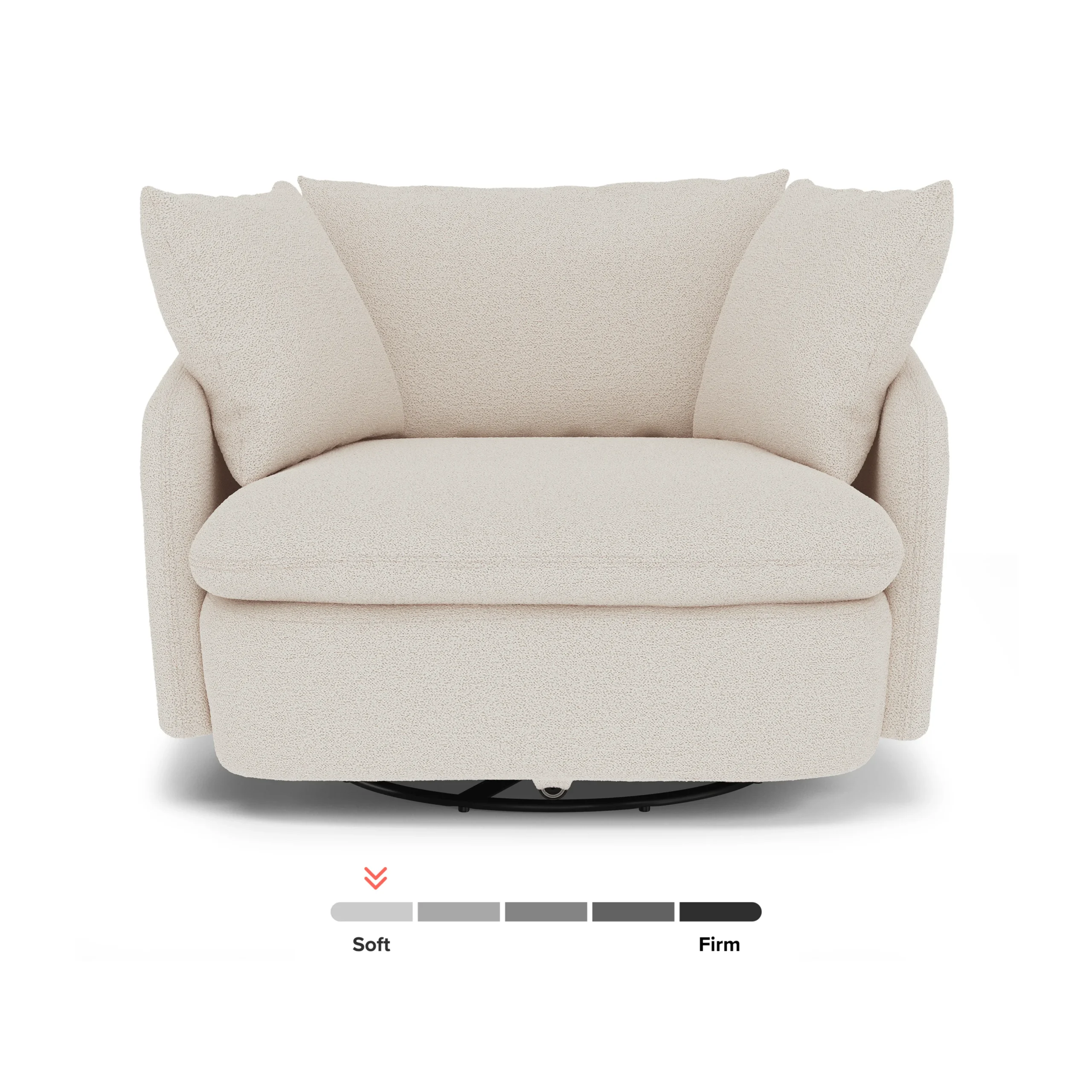 Leigh 47_ Grand Swivel Lounge Chair - Ivory Wool Bouclé - Image 5