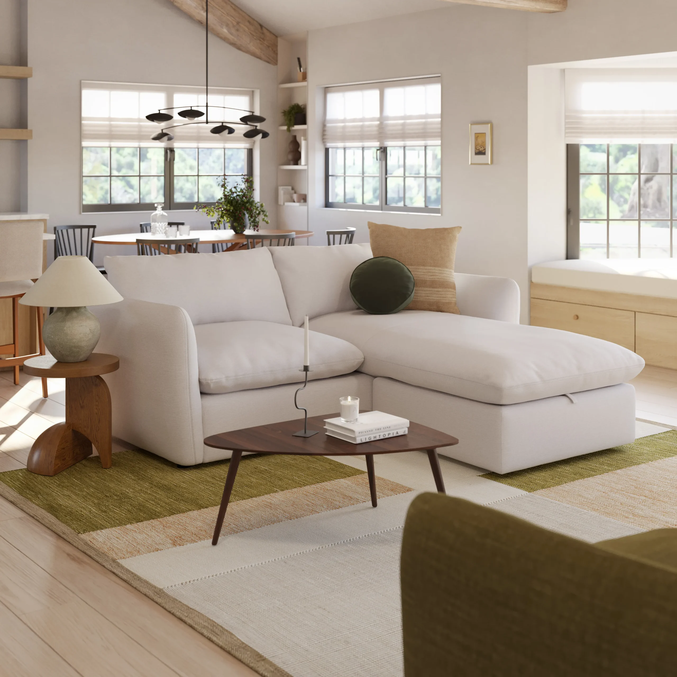 Leigh 86_ Reversible Storage Sectional - Silver Ivory - Image 3