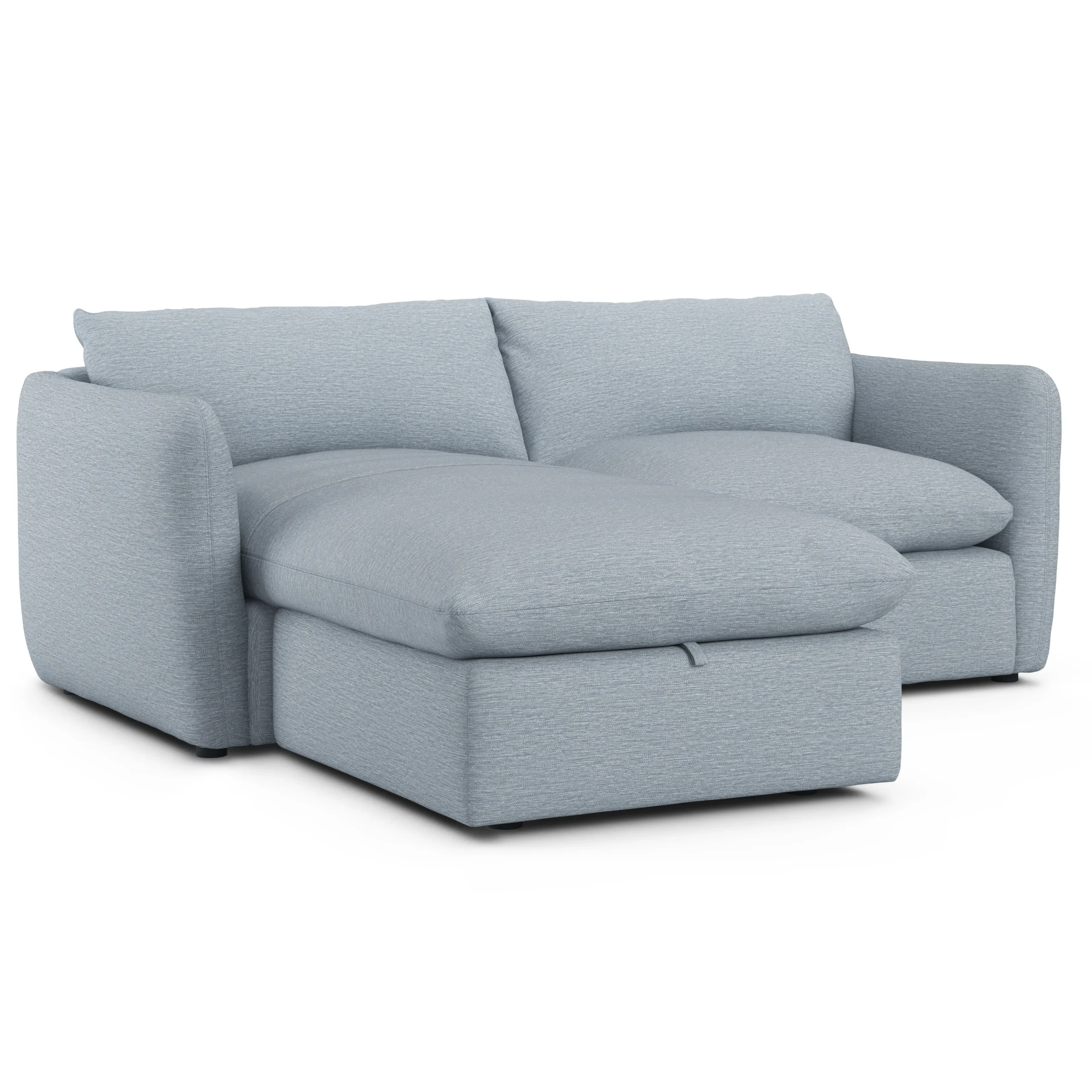 Leigh 86_ Reversible Storage Sectional - Silver Light Blue - Image 3
