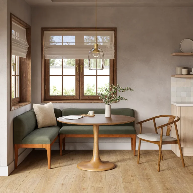 Right Corner Banquette - Smoked Oak and Welsh Green
