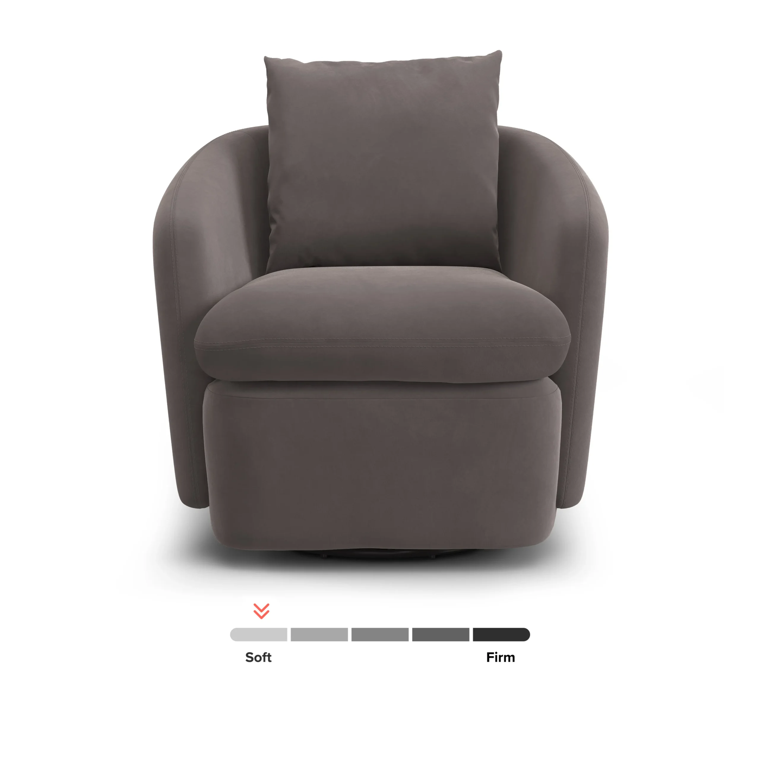 Leigh 33_ Velvet Swivel Lounge Chair - Hale Warm Gray - Image 4