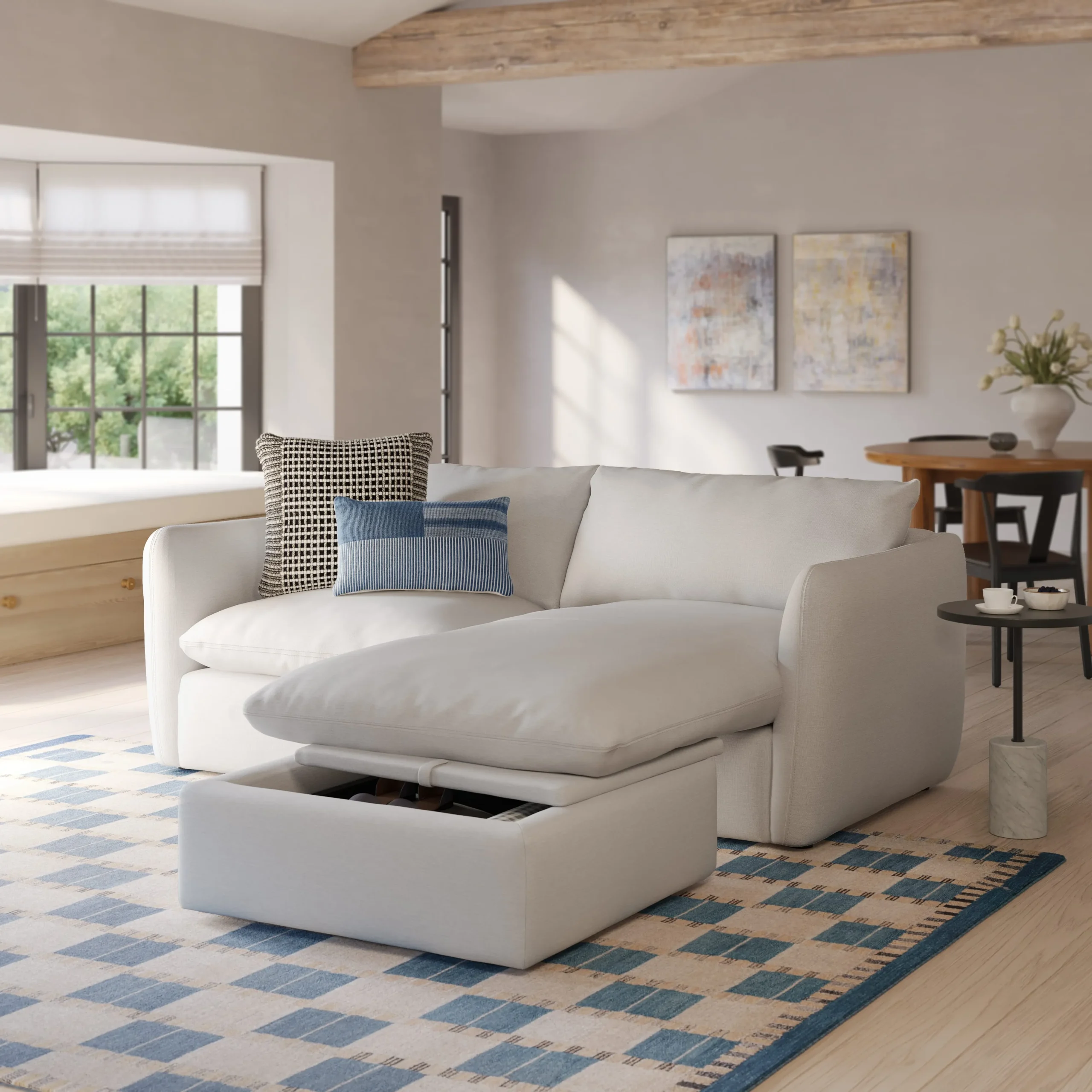 Leigh 86_ Reversible Storage Sleeper Sectional - Silver Gray