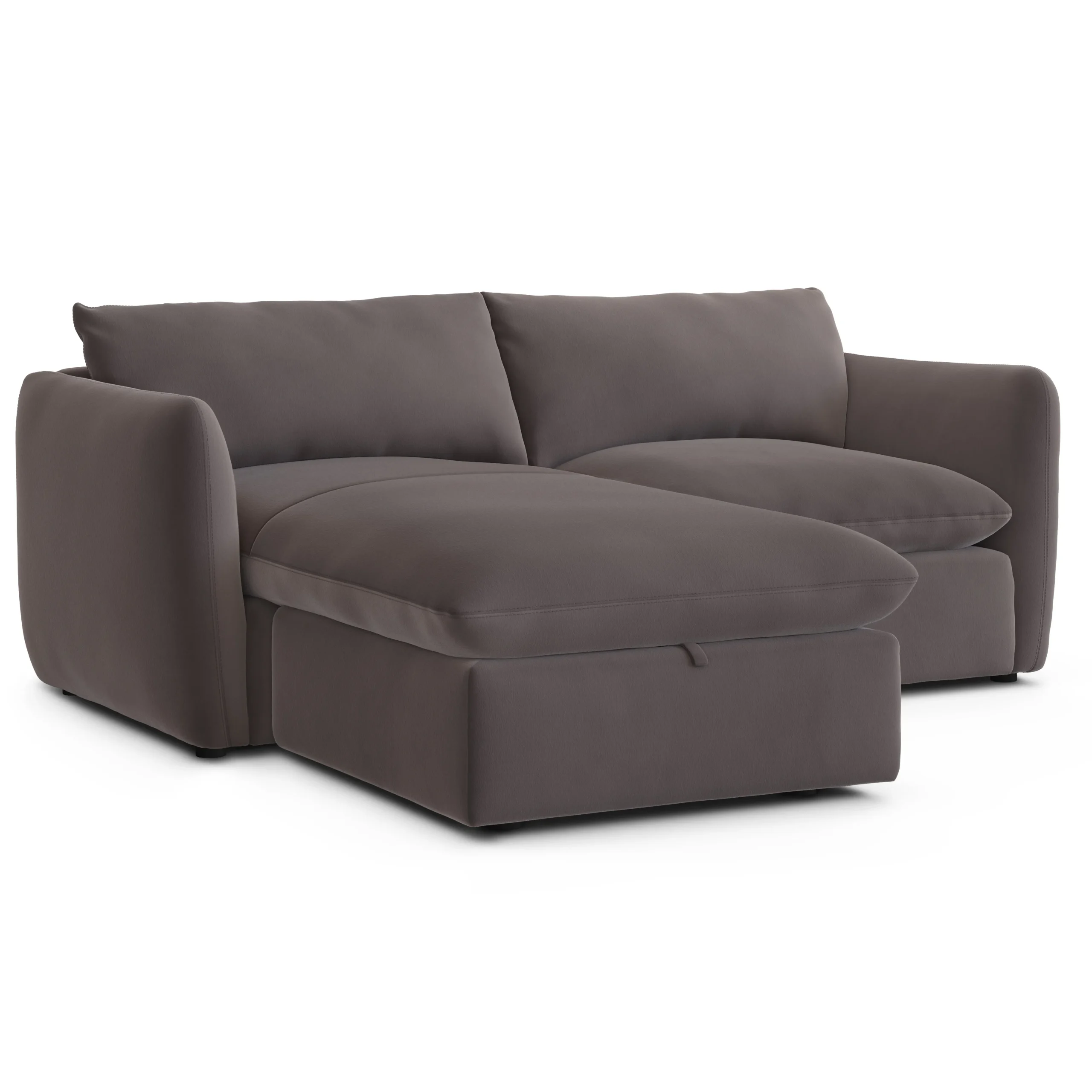 Leigh 86_ Velvet Reversible Storage Sectional - Hale Warm Gray - Image 3