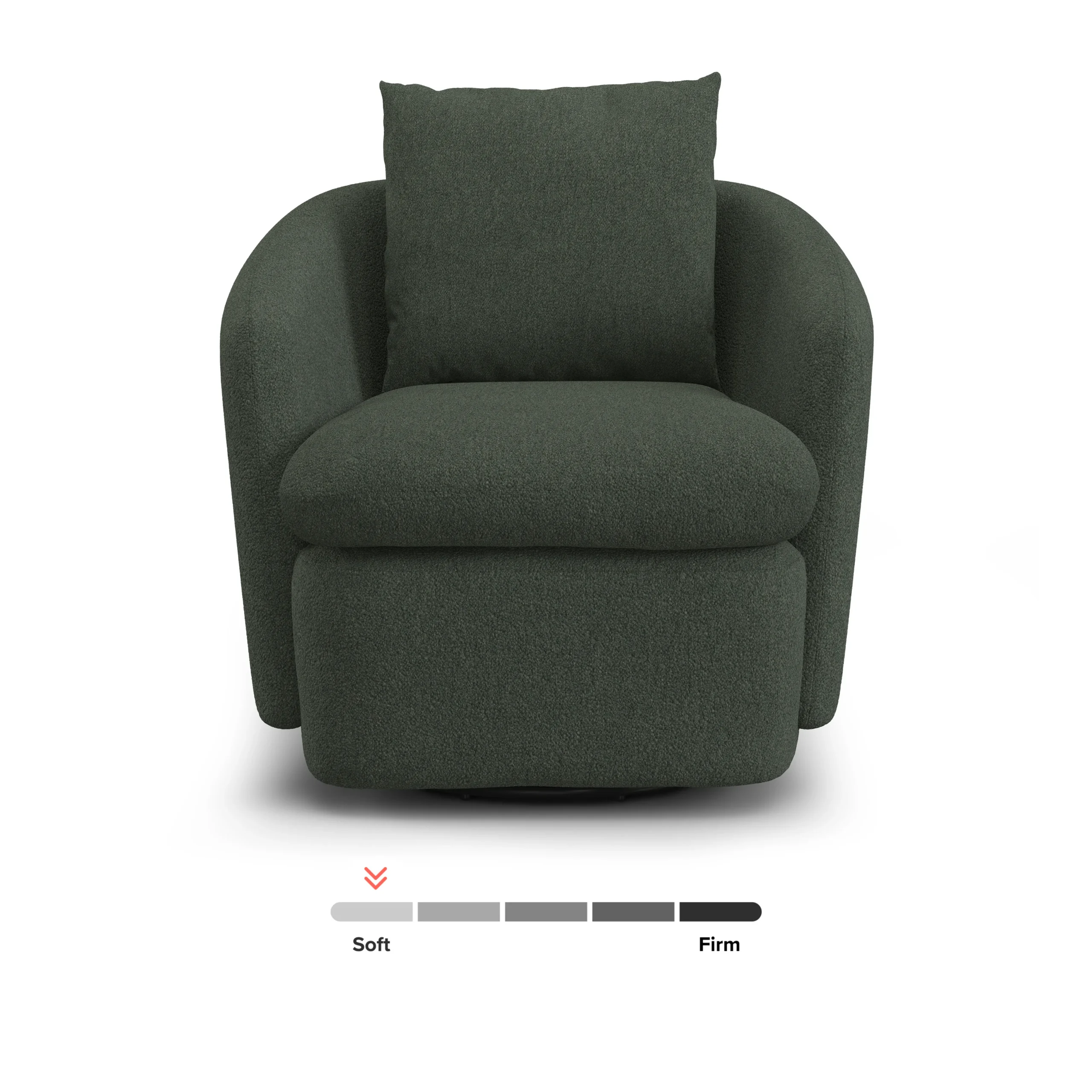 Leigh 33_ Swivel Lounge Chair - Green Wool Bouclé - Image 4