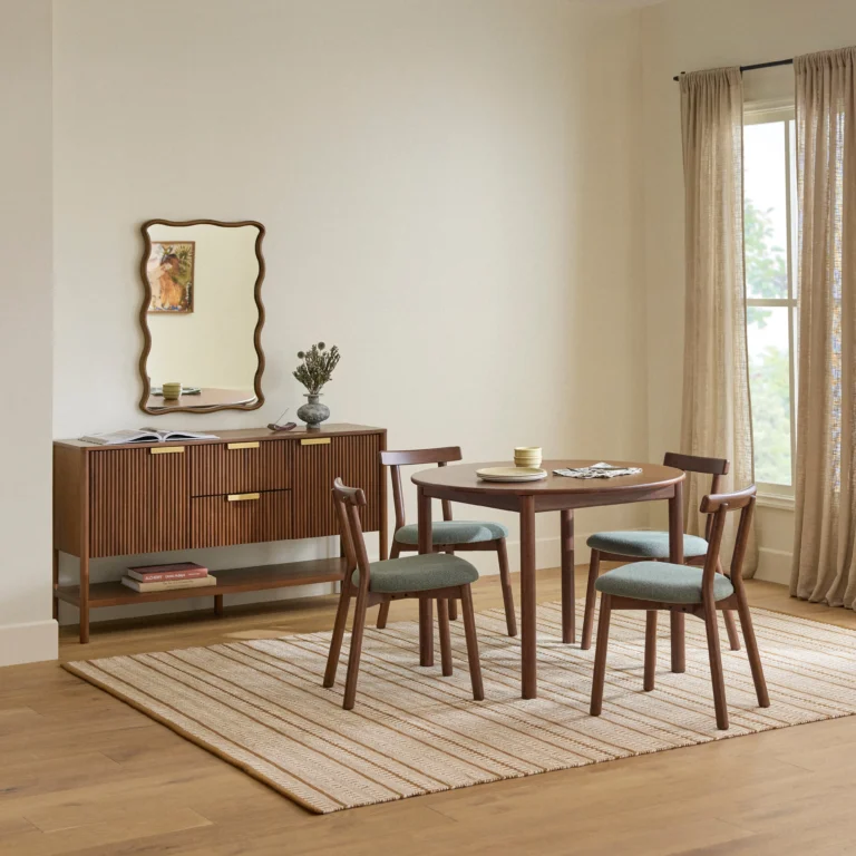 Ulka Dining Chair - Walnut and Ratine Green