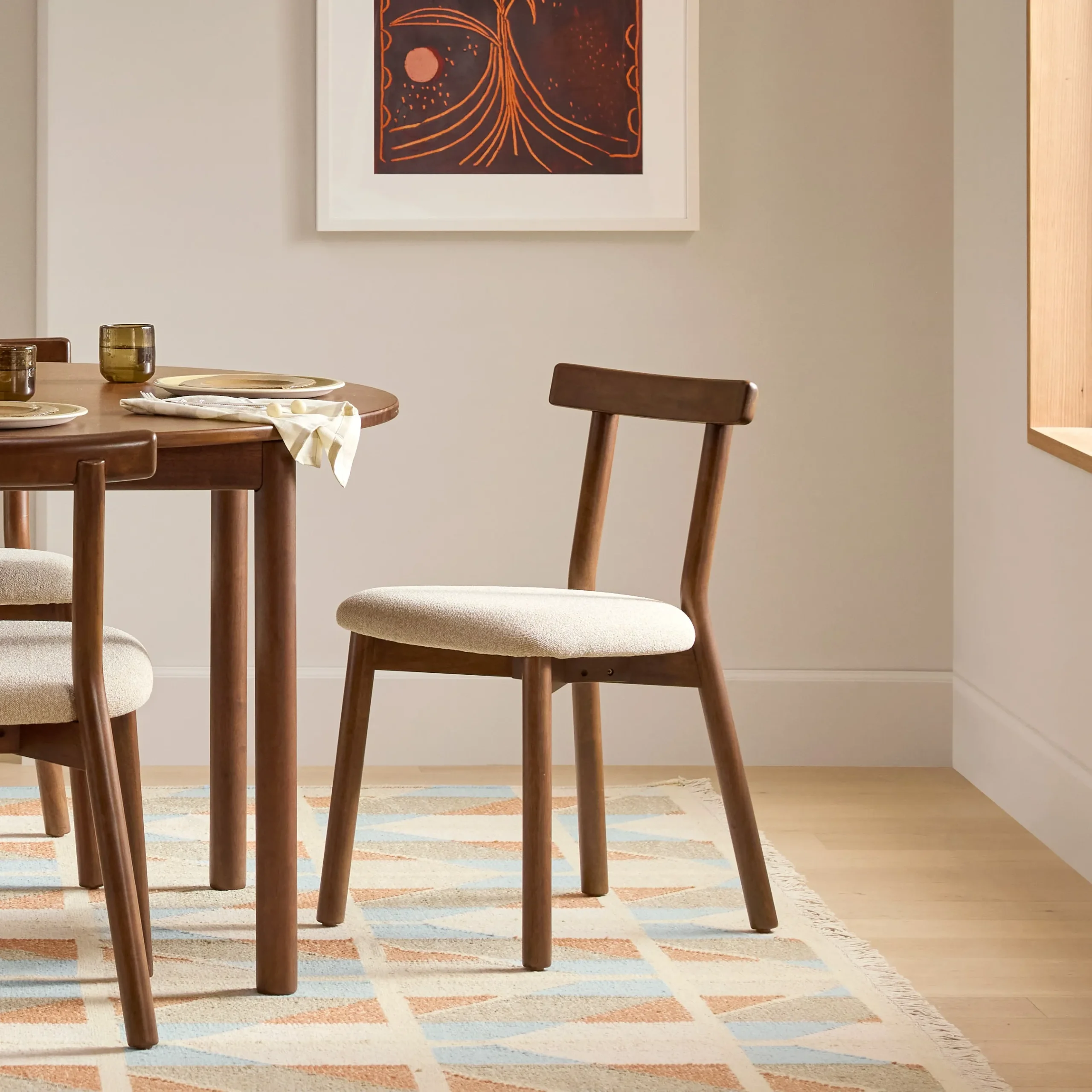 Ulka Dining Chair - Walnut and Ratine Buff - Image 3