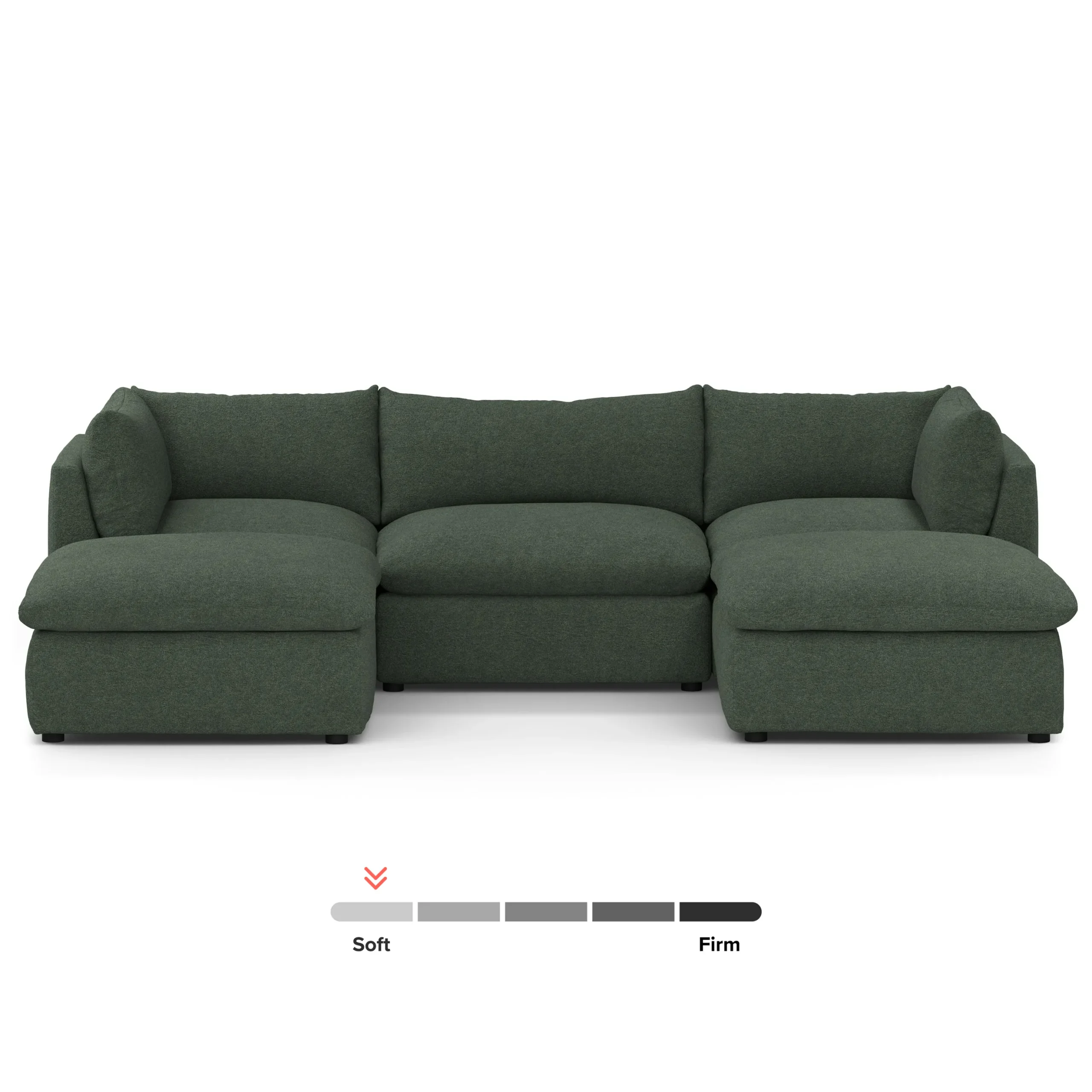 Leigh 121.5_ Modular 3-Seater U-Shaped Sectional - Green Wool Bouclé - Image 3